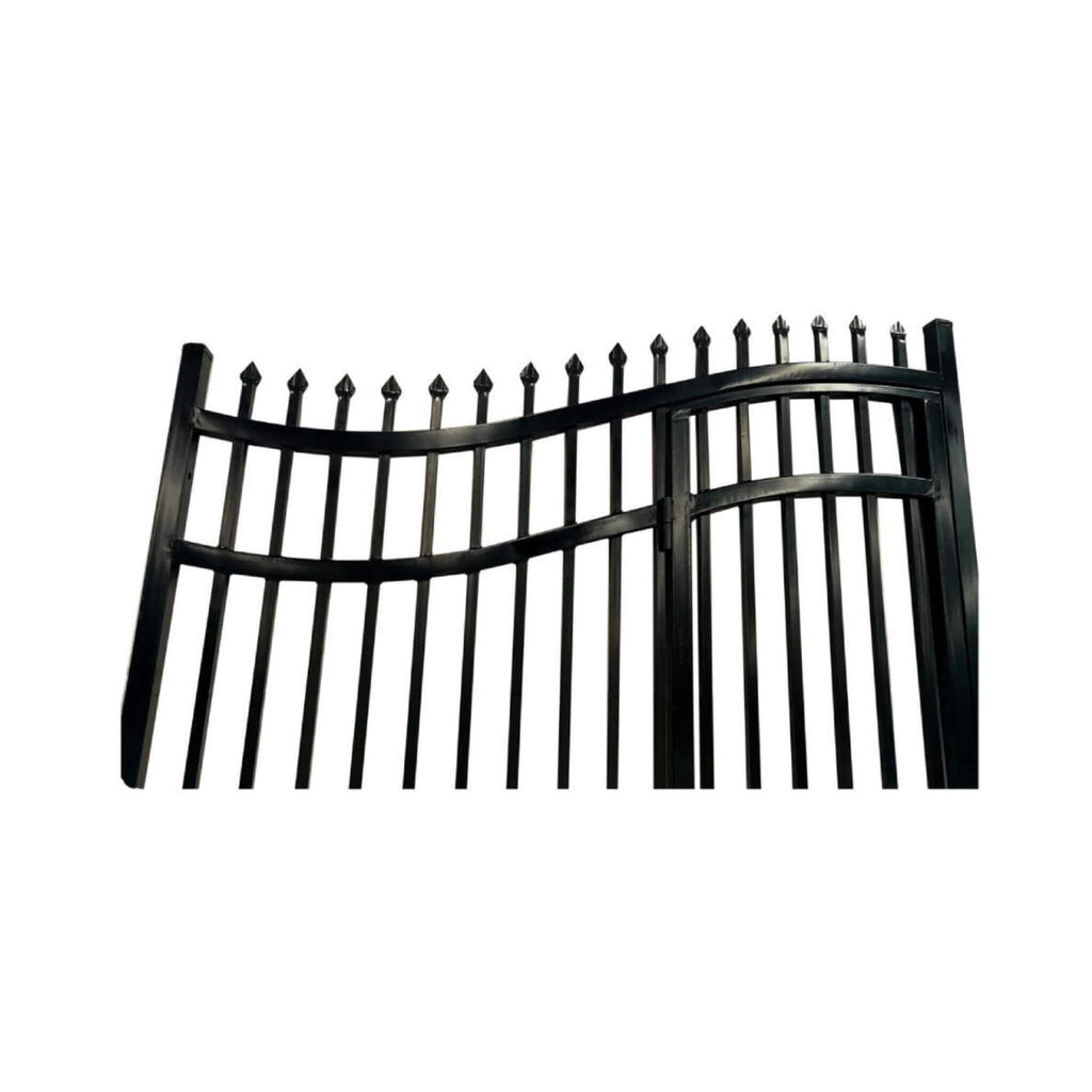 [12-18FT] Heavy-Duty Vienna-Style Steel Dual-Swing Driveway Gate With Built-In Pedestrian Door (SAK75103)