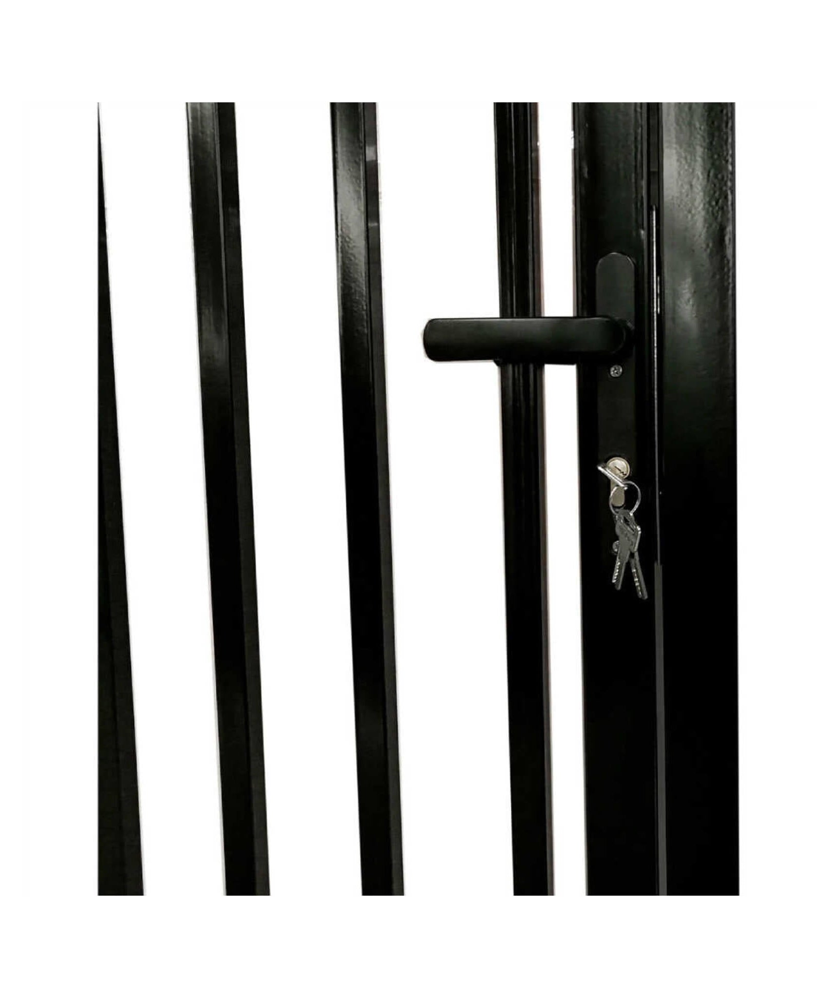 [12-18FT] Heavy-Duty Vienna-Style Steel Dual-Swing Driveway Gate With Built-In Pedestrian Door (SAK75103)