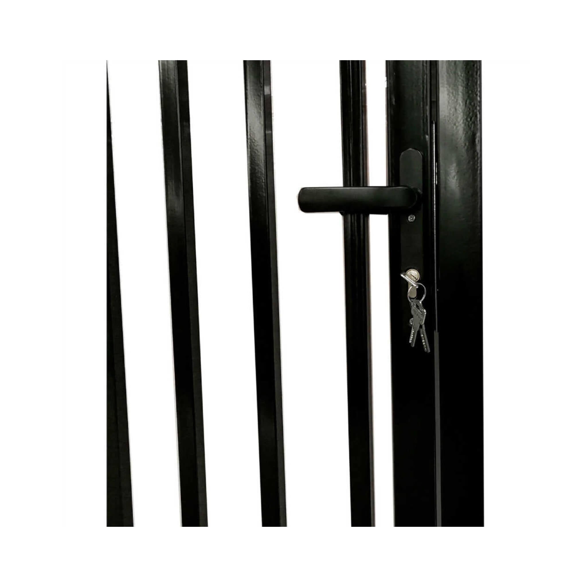 [12-18FT] Heavy-Duty Vienna-Style Steel Dual-Swing Driveway Gate With Built-In Pedestrian Door (SAK75103)