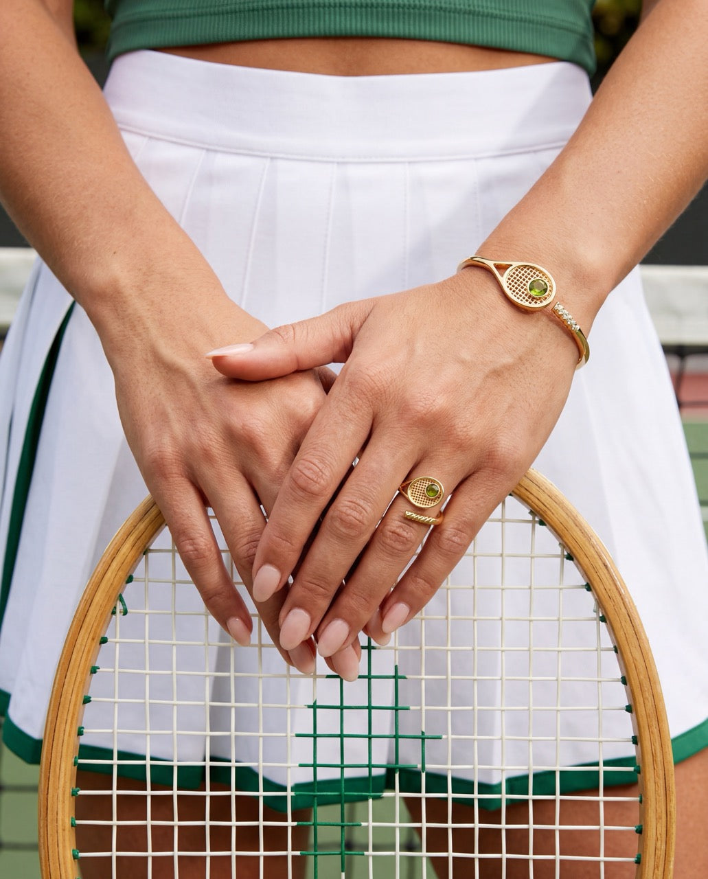 Tennis Racket 'You Are Serving' Hinge Cuff Bracelet