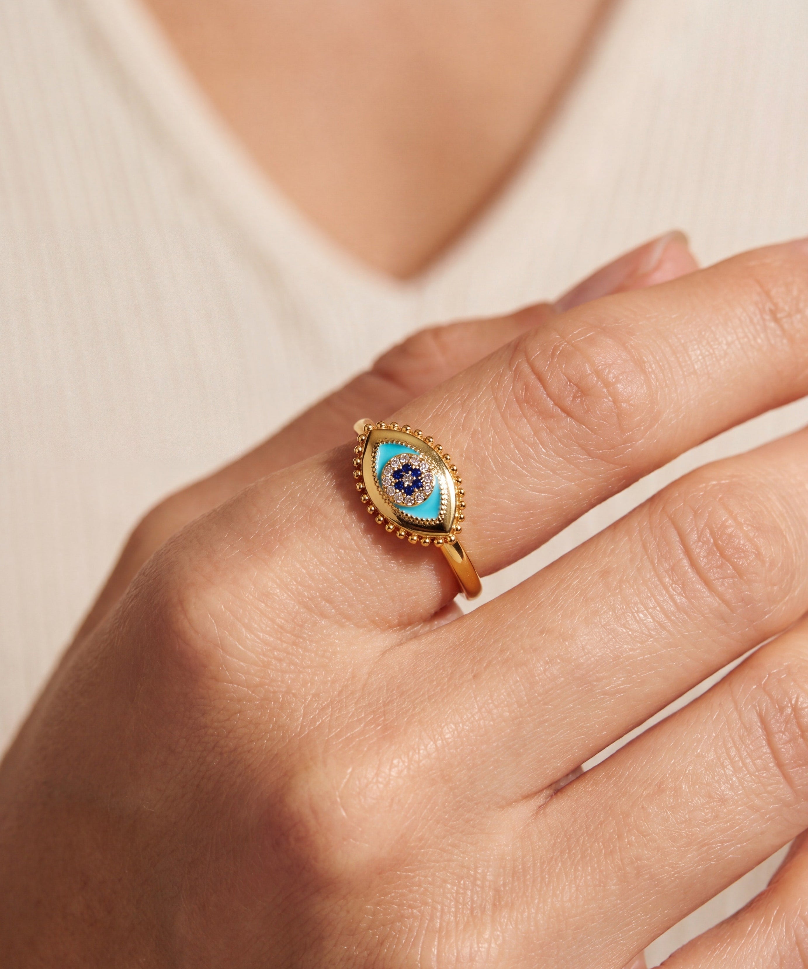 Healing Stone Evil Eye Ring