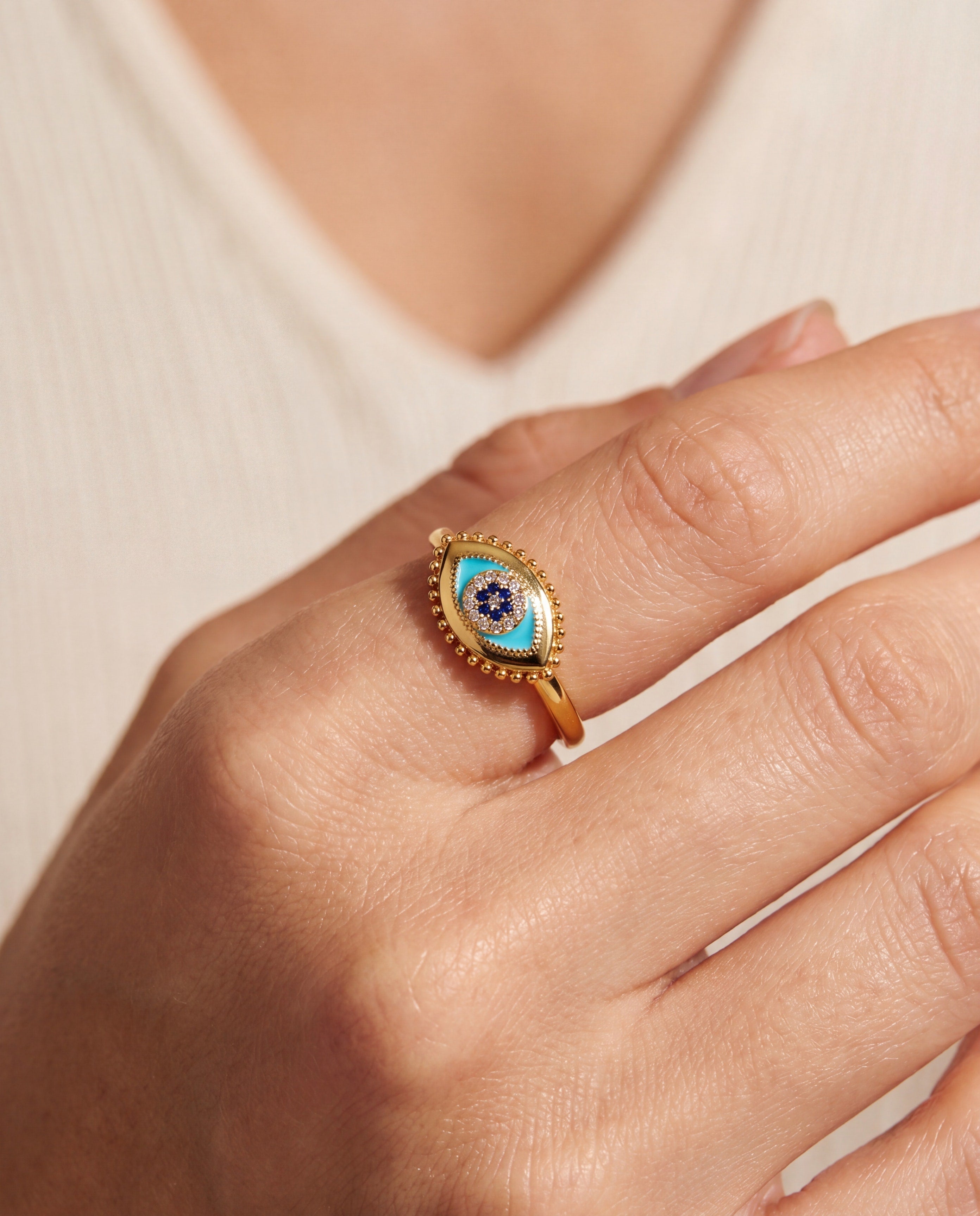 Healing Stone Evil Eye Ring
