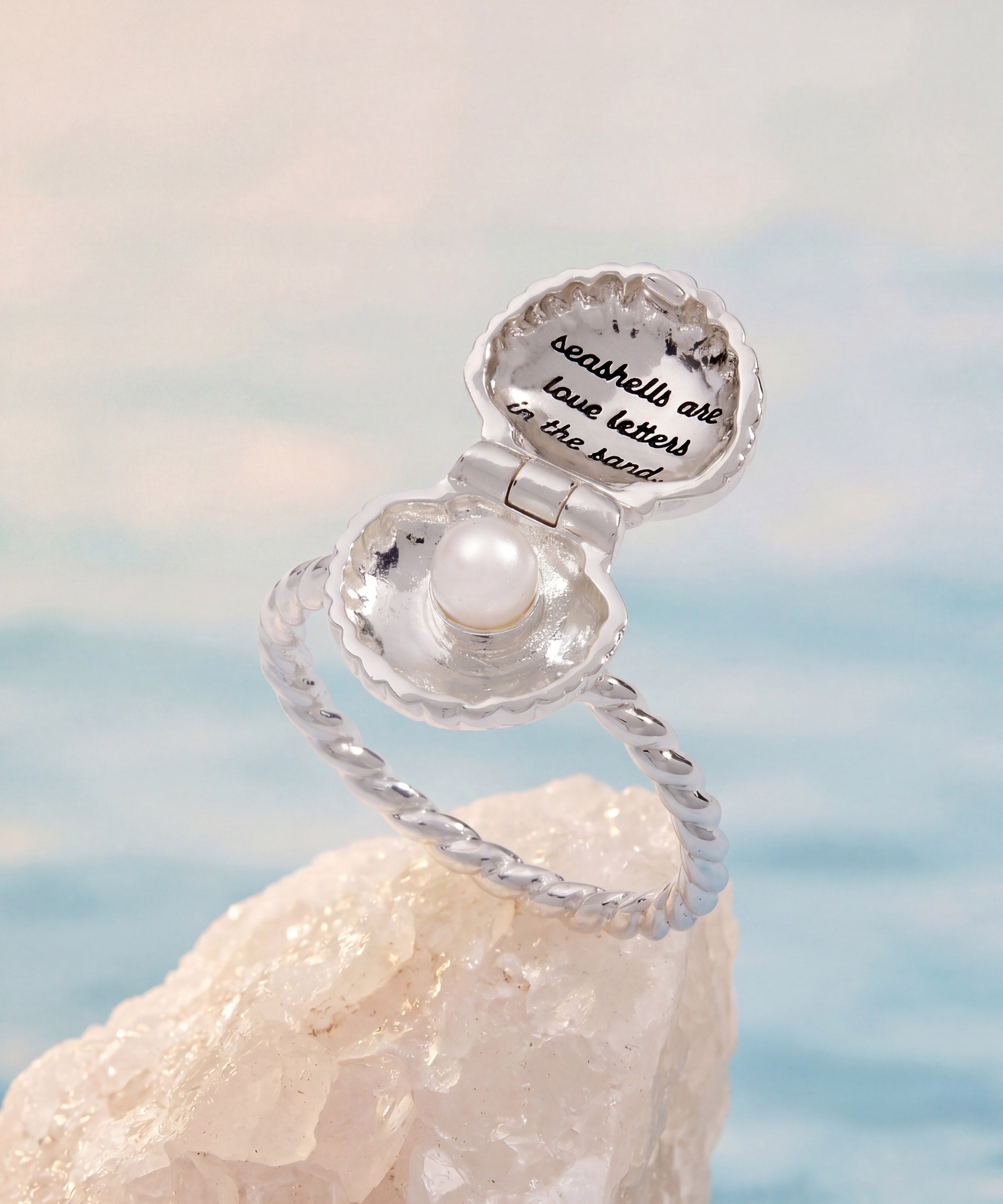 Salt + Sea 'Seashells Are Love Letters In The Sand' Locket Ring