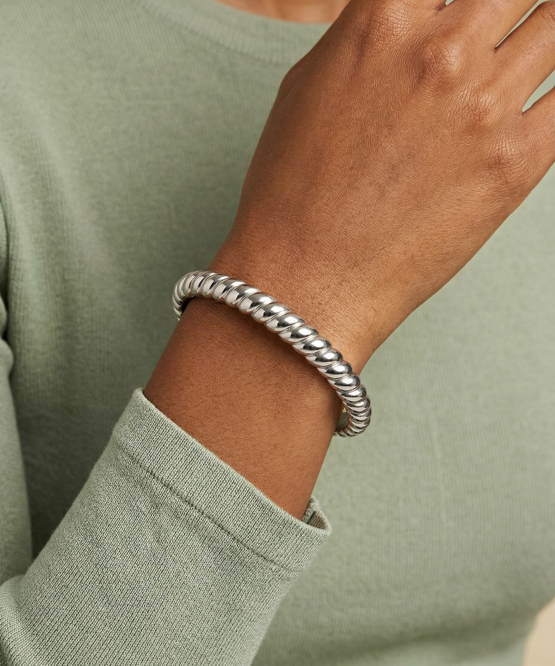 Stainless Steel Rope Textured Bangle