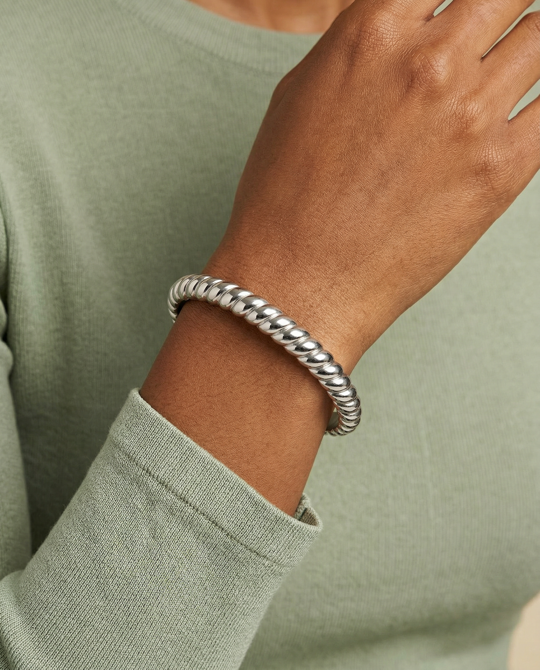 Stainless Steel Rope Textured Bangle