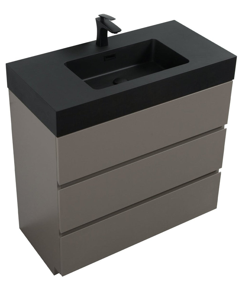 Nuvia 36-Inch Premium Modern Freestanding One-Piece Bathroom Vanity Set Without Drain And Faucet (SAK71364)