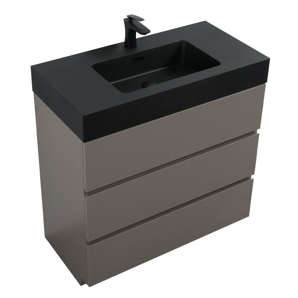 Nuvia 36-Inch Premium Modern Freestanding One-Piece Bathroom Vanity Set Without Drain And Faucet (SAK71364)
