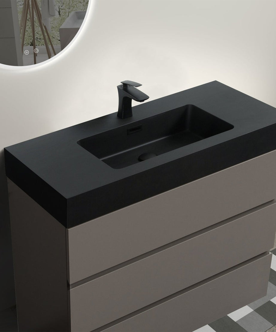 Nuvia 36-Inch Premium Modern Freestanding One-Piece Bathroom Vanity Set Without Drain And Faucet (SAK71364)
