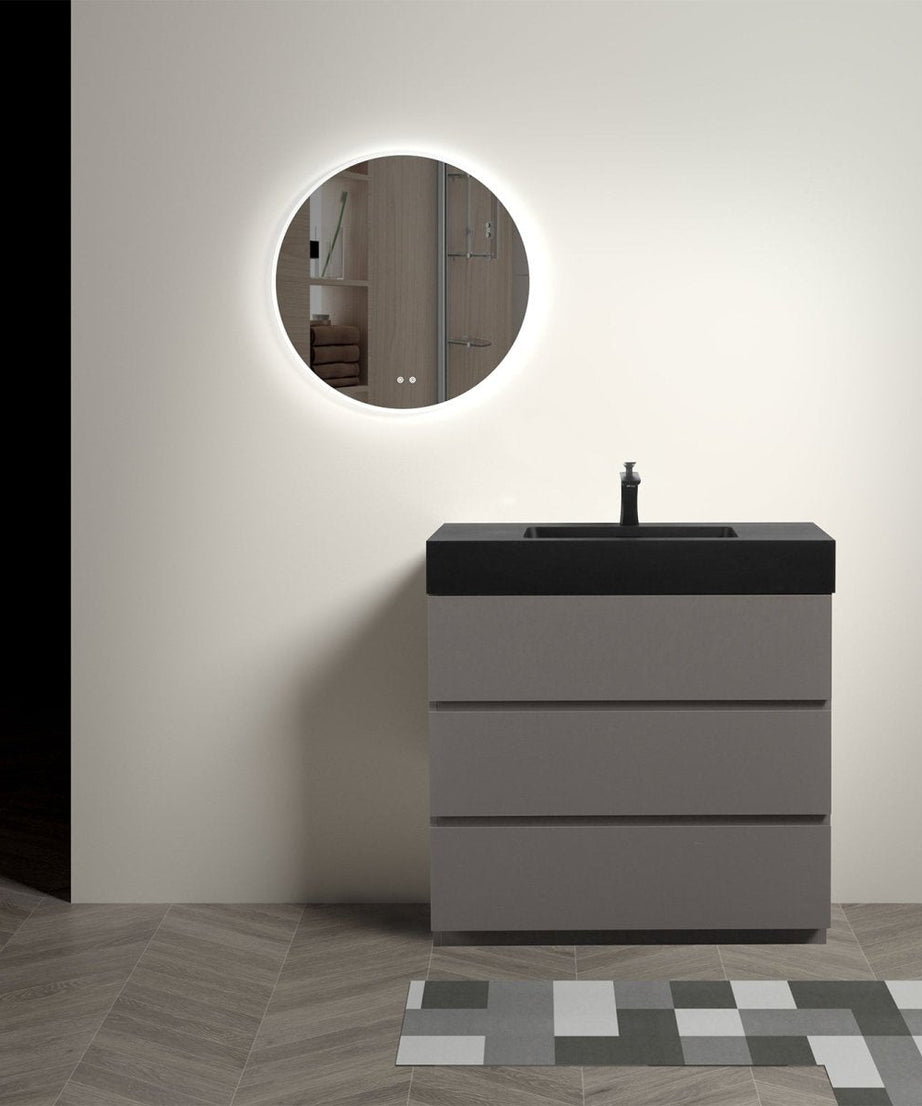 Nuvia 36-Inch Premium Modern Freestanding One-Piece Bathroom Vanity Set Without Drain And Faucet (SAK71364)