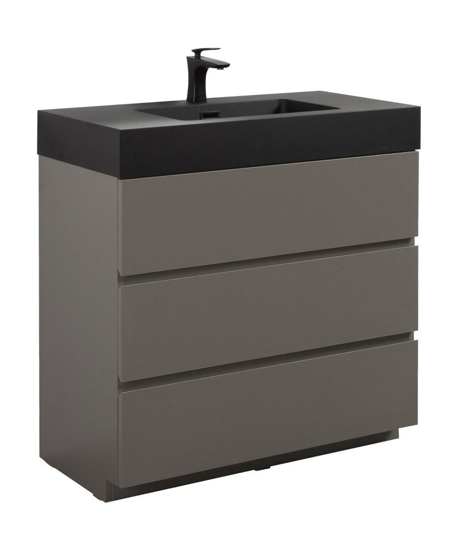 Nuvia 36-Inch Premium Modern Freestanding One-Piece Bathroom Vanity Set Without Drain And Faucet (SAK71364)