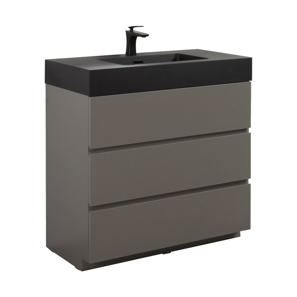 Nuvia 36-Inch Premium Modern Freestanding One-Piece Bathroom Vanity Set Without Drain And Faucet (SAK71364)