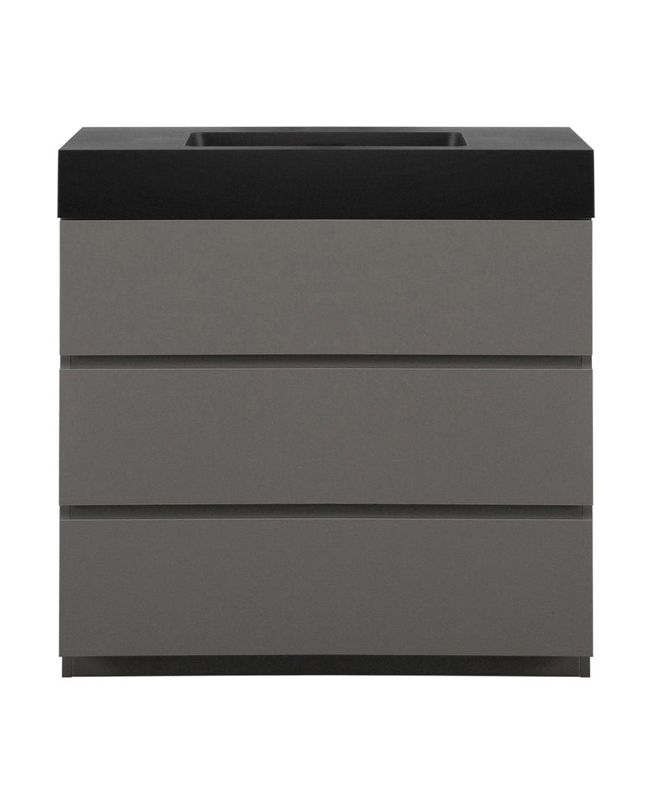 Nuvia 36-Inch Premium Modern Freestanding One-Piece Bathroom Vanity Set Without Drain And Faucet (SAK71364)