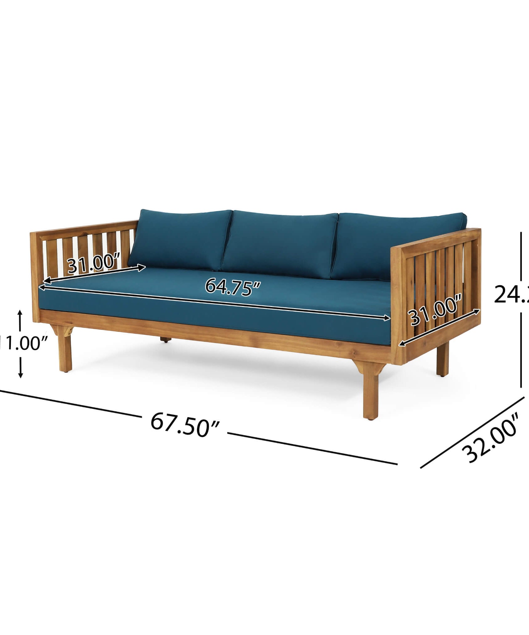 Alora 3-Seater Acacia Wood Daybed Sofa With Water-Resistant Cushions (SAK65773)