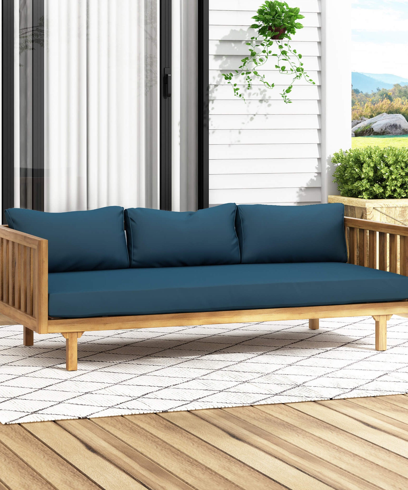 Alora 3-Seater Acacia Wood Daybed Sofa With Water-Resistant Cushions (SAK65773)