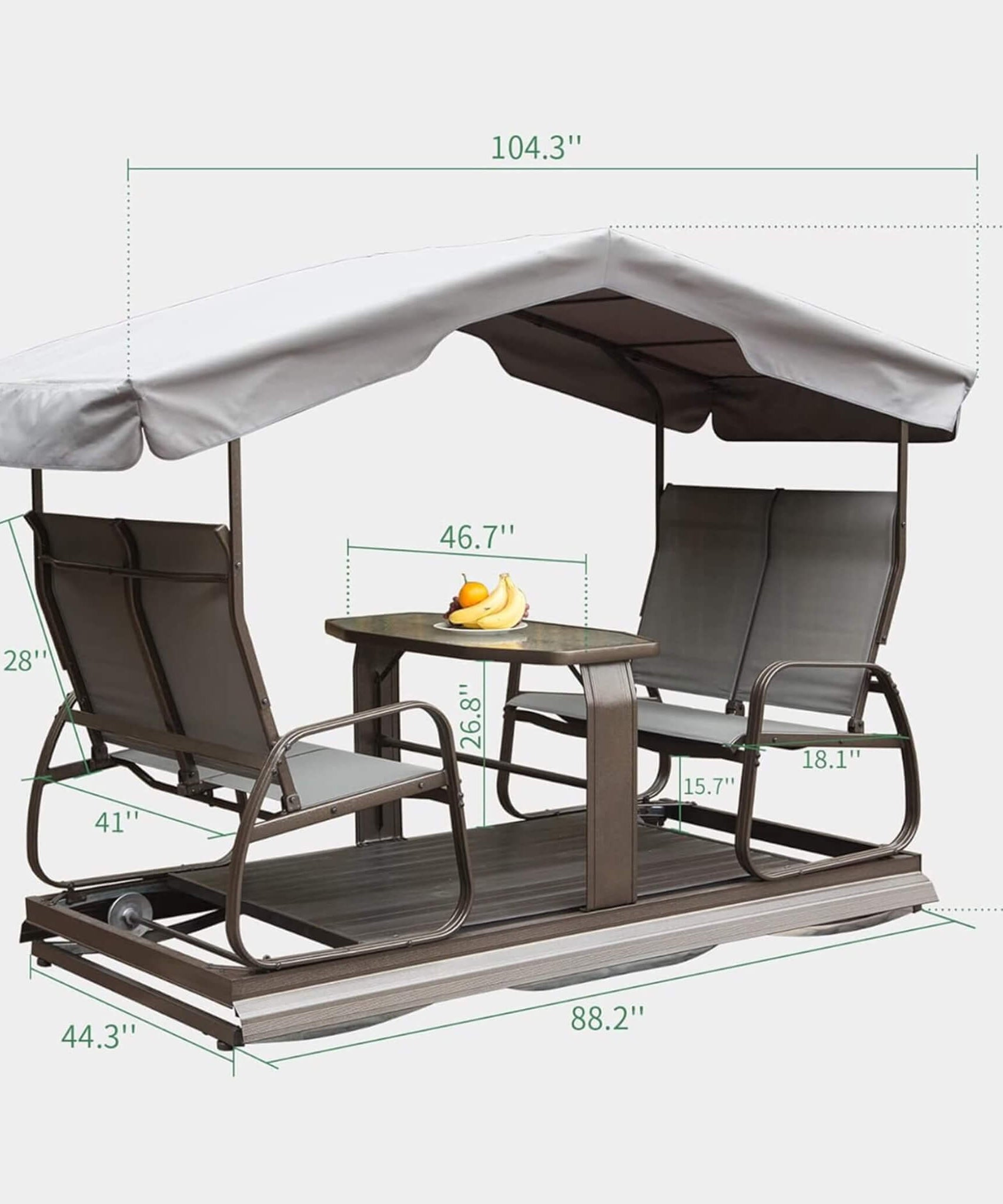 Alora 4-Seat Outdoor Aluminum Patio Swing Glider Bench With Canopy (SAK41726)