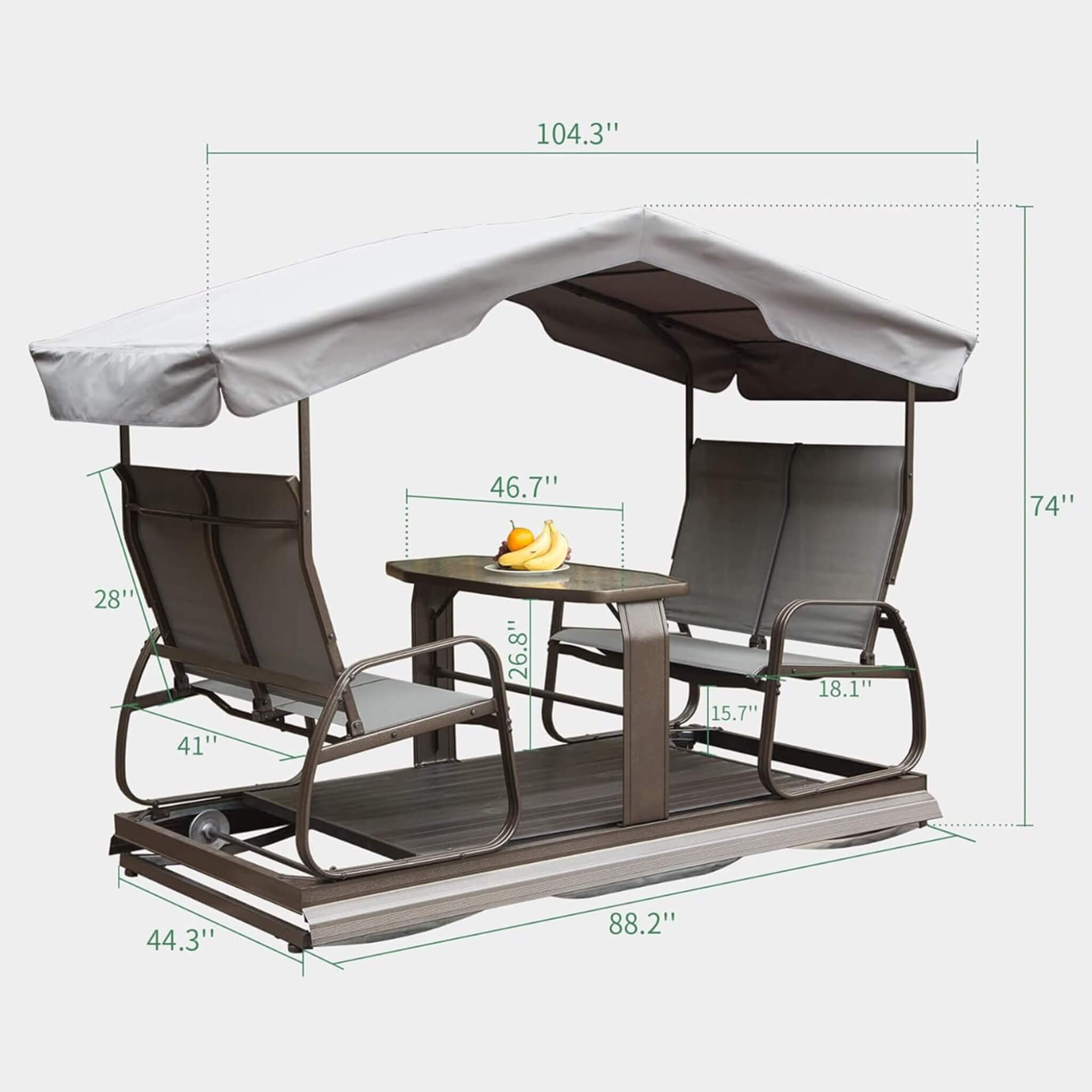 Alora 4-Seat Outdoor Aluminum Patio Swing Glider Bench With Canopy (SAK41726)
