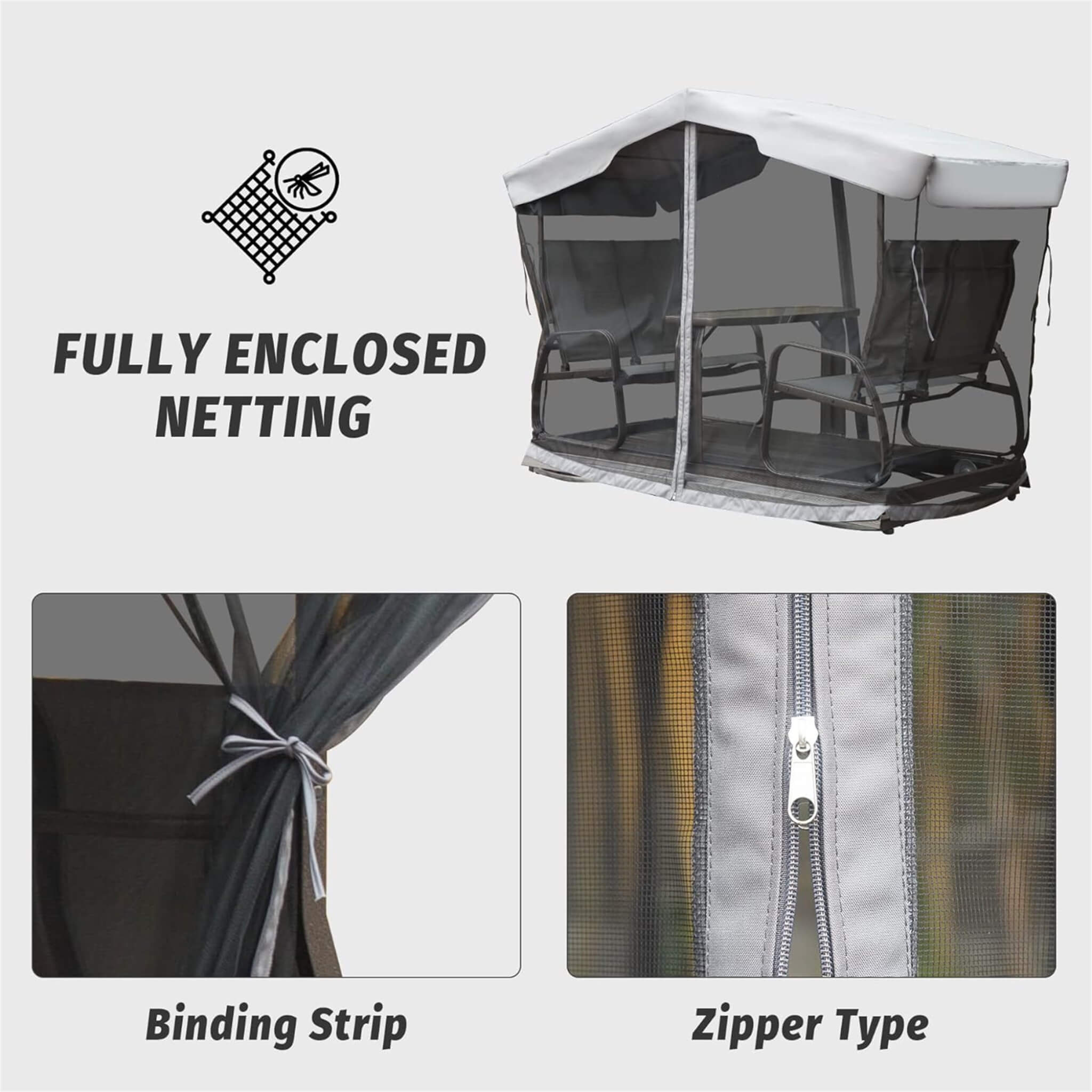 Alora 4-Seat Outdoor Aluminum Patio Swing Glider Bench With Canopy (SAK41726)