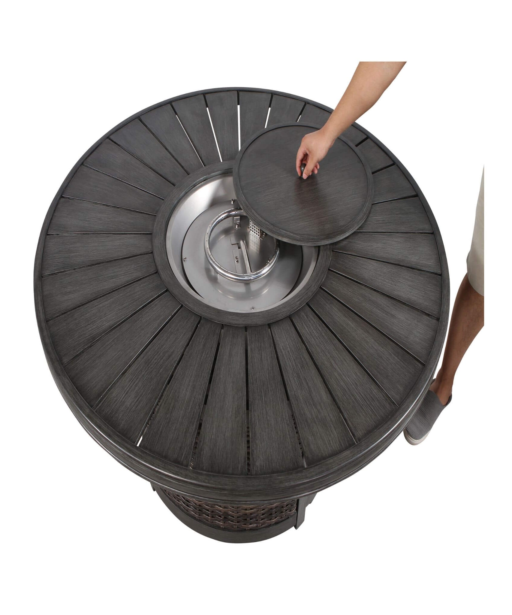 Alora 52-Inch Propane Fire Pit Wicker Table With Aluminum Top (SAK28510)