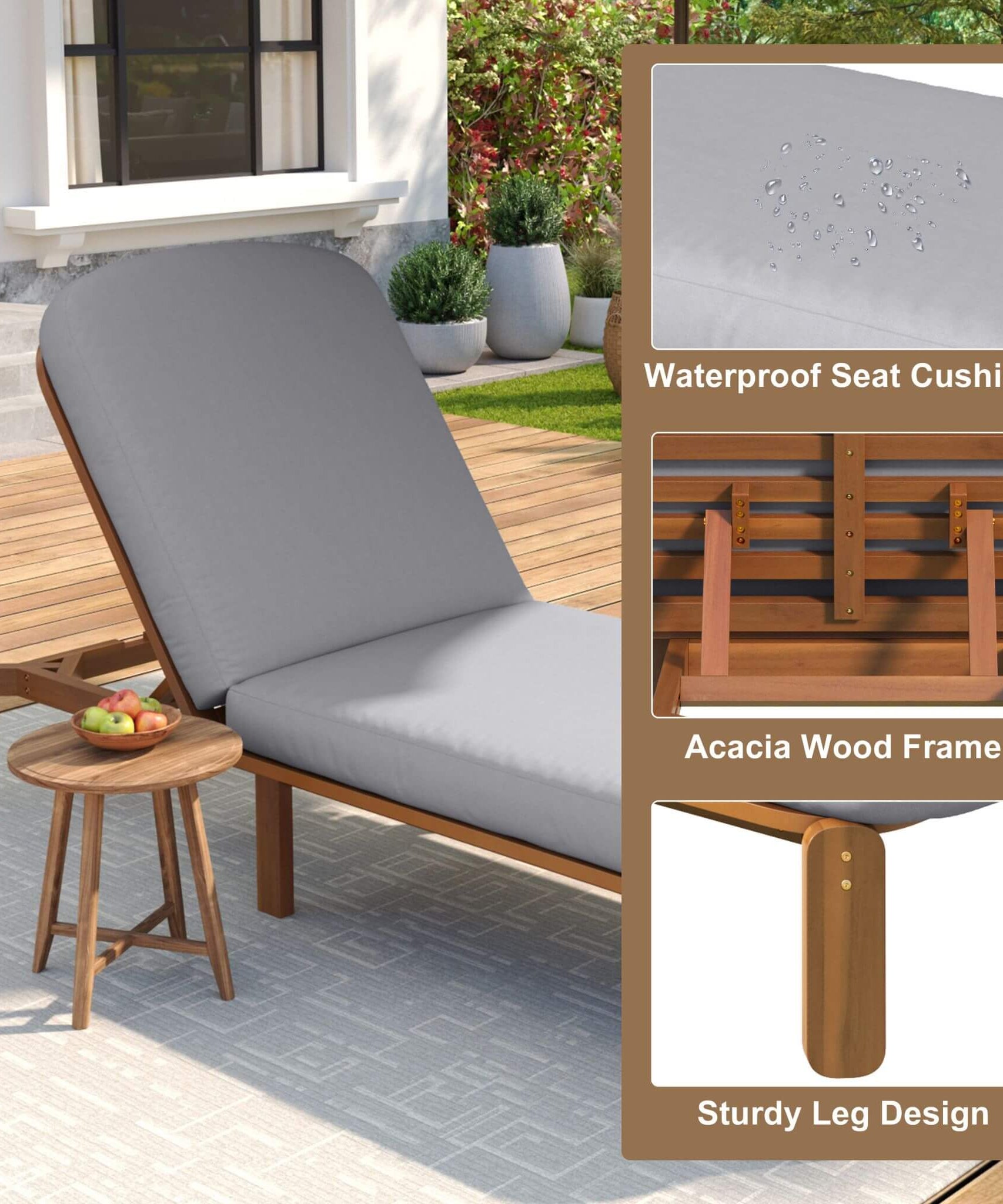 Alora Adjustable Outdoor Chaise Lounge With Reclining Backrest (SAK04689)