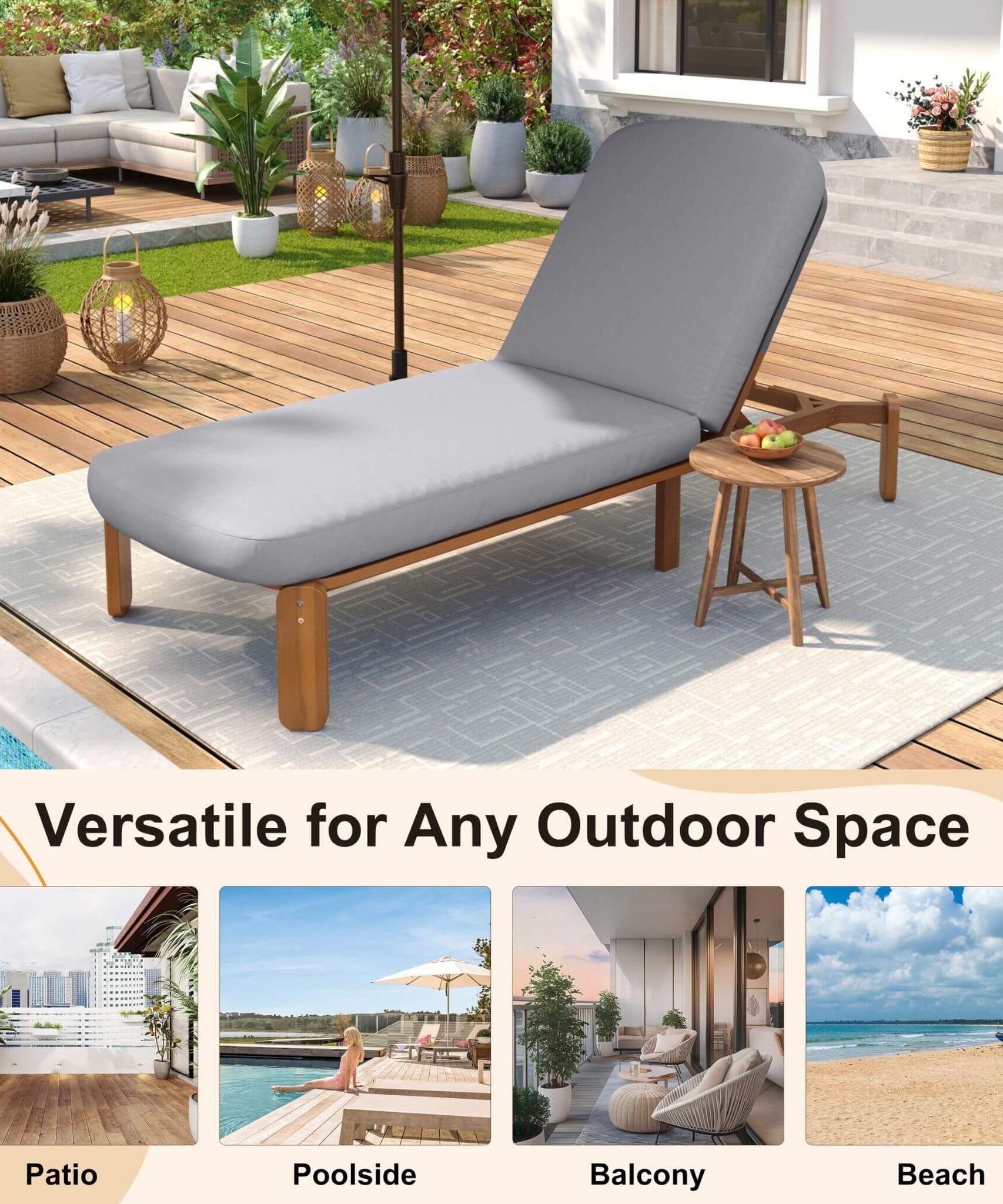 Alora Adjustable Outdoor Chaise Lounge With Reclining Backrest (SAK04689)