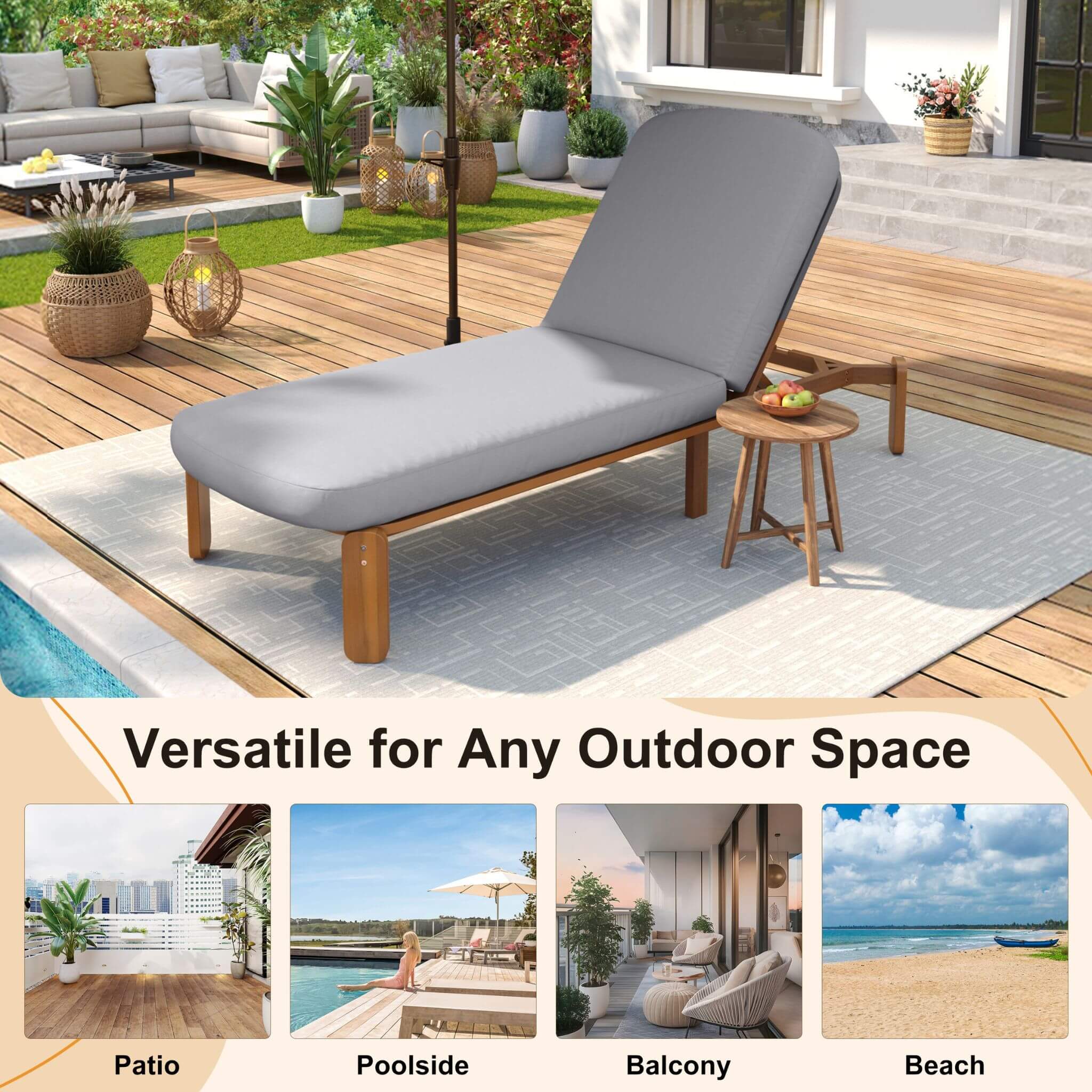 Alora Adjustable Outdoor Chaise Lounge With Reclining Backrest (SAK04689)