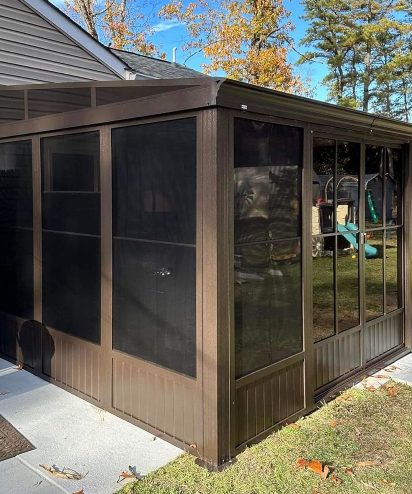 [10X12FT] Alora Atrium Premium Against Wall Mounted Solarium Sunroom With Galvanized Steel Sloping Roof (SAK96375)