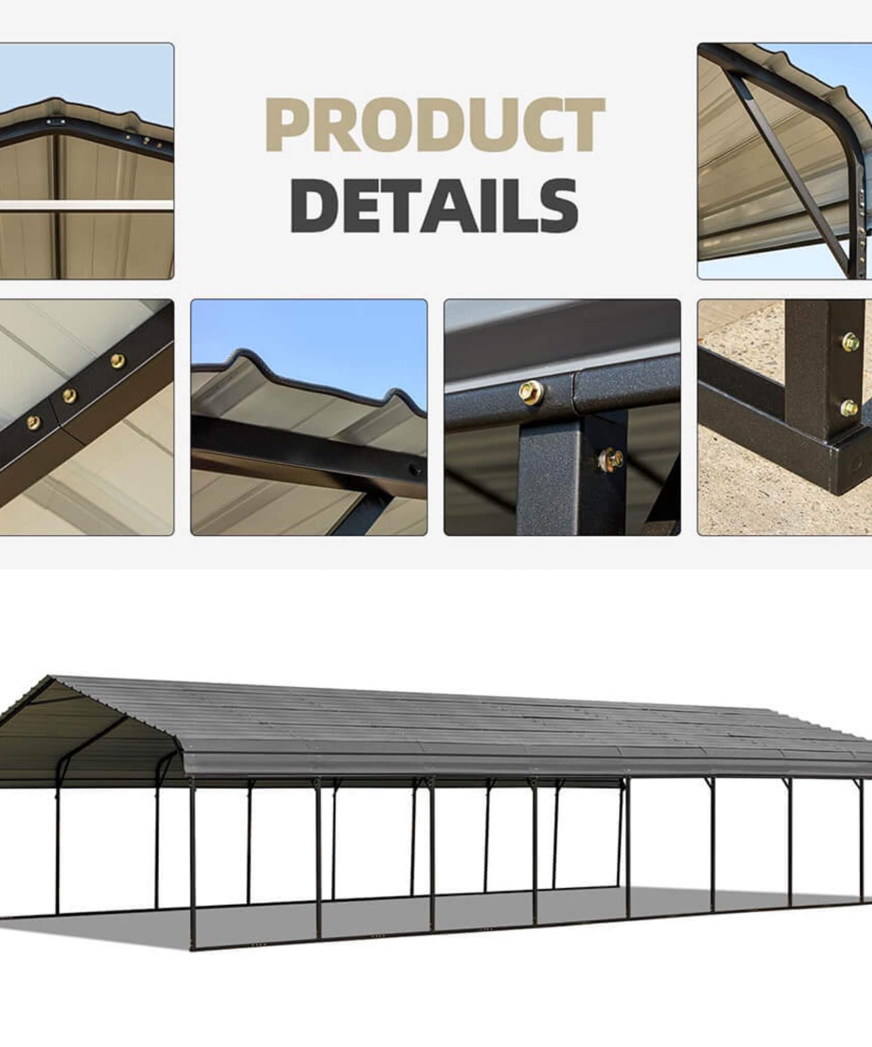 [20X40FT] Alora Extra Large Heavy Duty Four Car Outdoor Metal Carport Canopy For Trucks, Boats And SUVs (SAK29713)