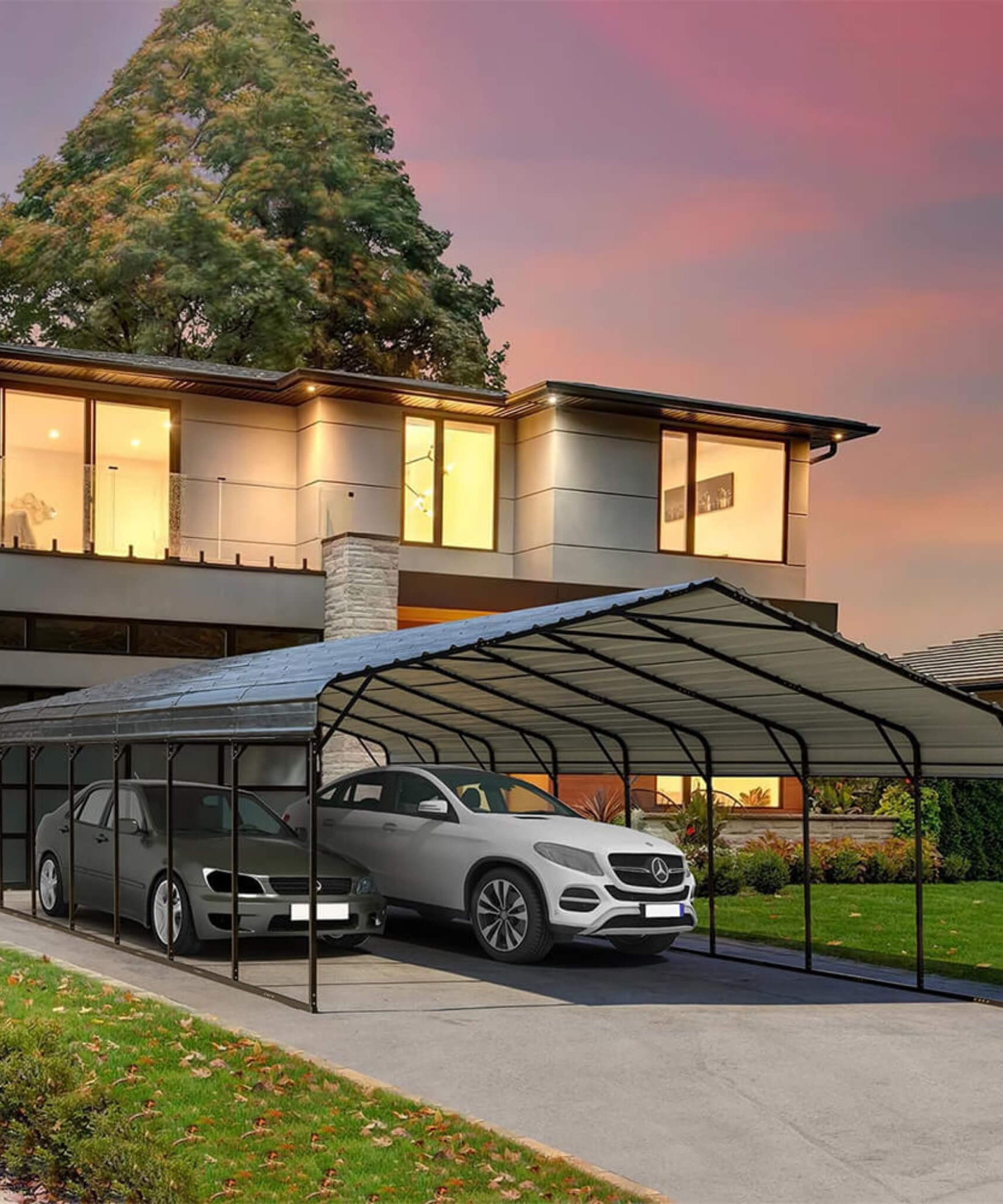 [20X40FT] Alora Extra Large Heavy Duty Four Car Outdoor Metal Carport Canopy For Trucks, Boats And SUVs (SAK29713)