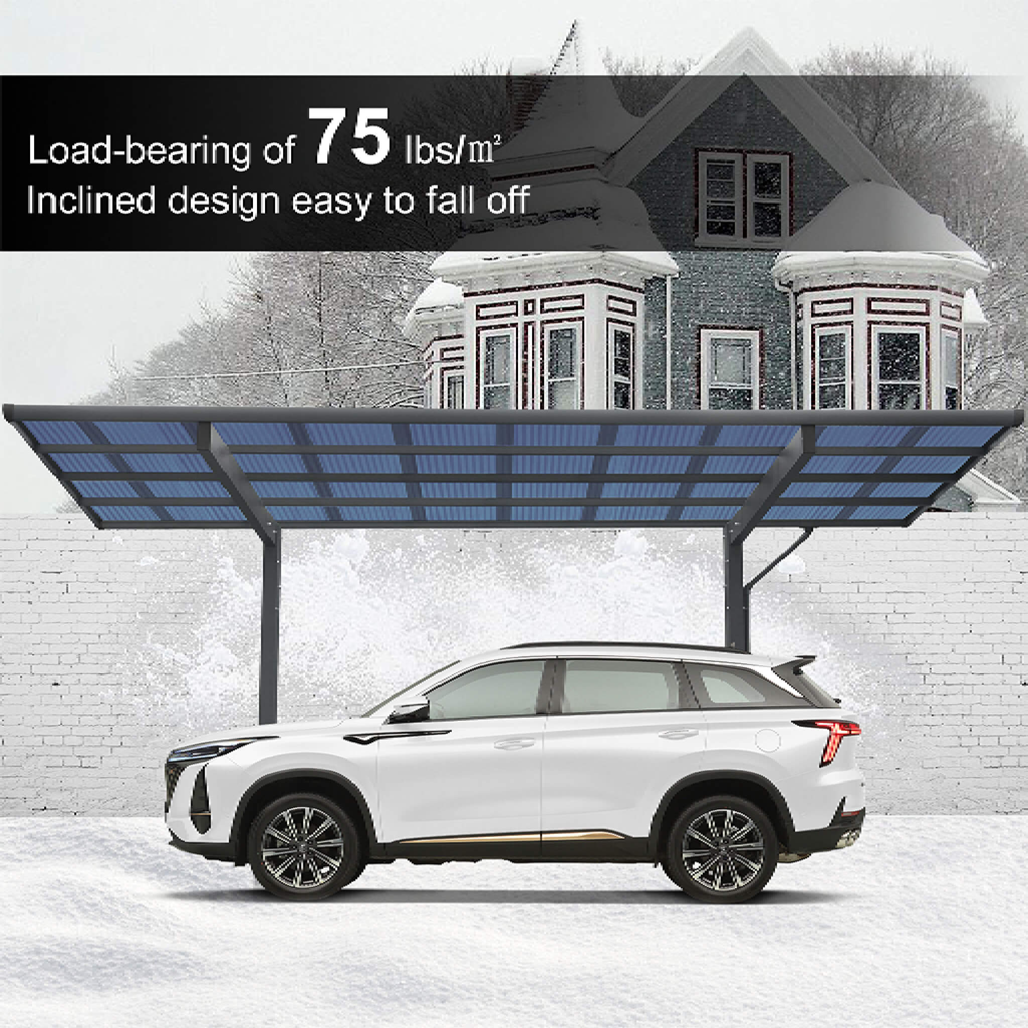 [10X17FT] Alora Extra-Large Heavy-Duty Outdoor Aluminum Single Side Carport With Galvanized Metal Roof (SAK31279)
