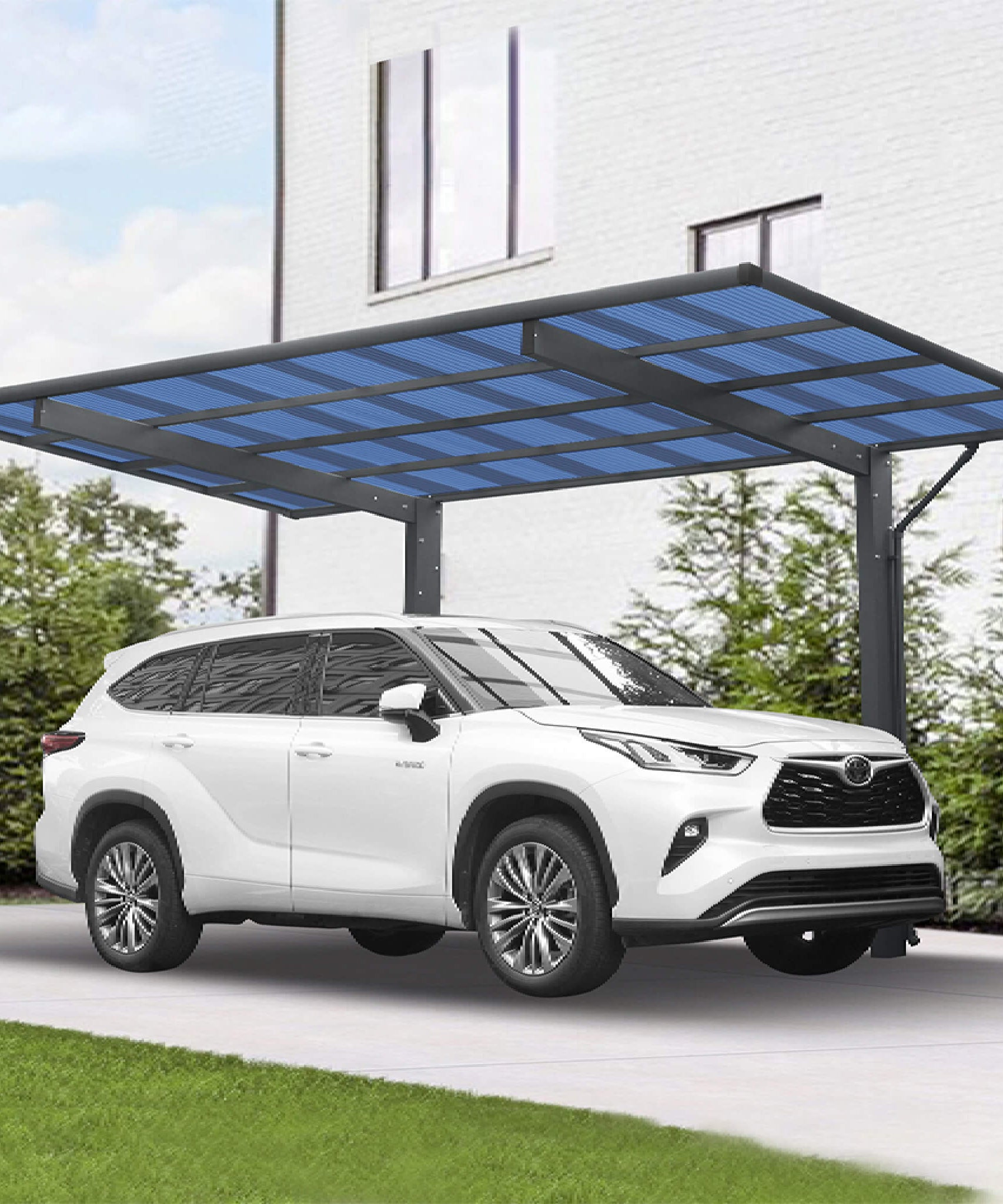 [10X17FT] Alora Extra-Large Heavy-Duty Outdoor Aluminum Single Side Carport With Galvanized Metal Roof (SAK31279)