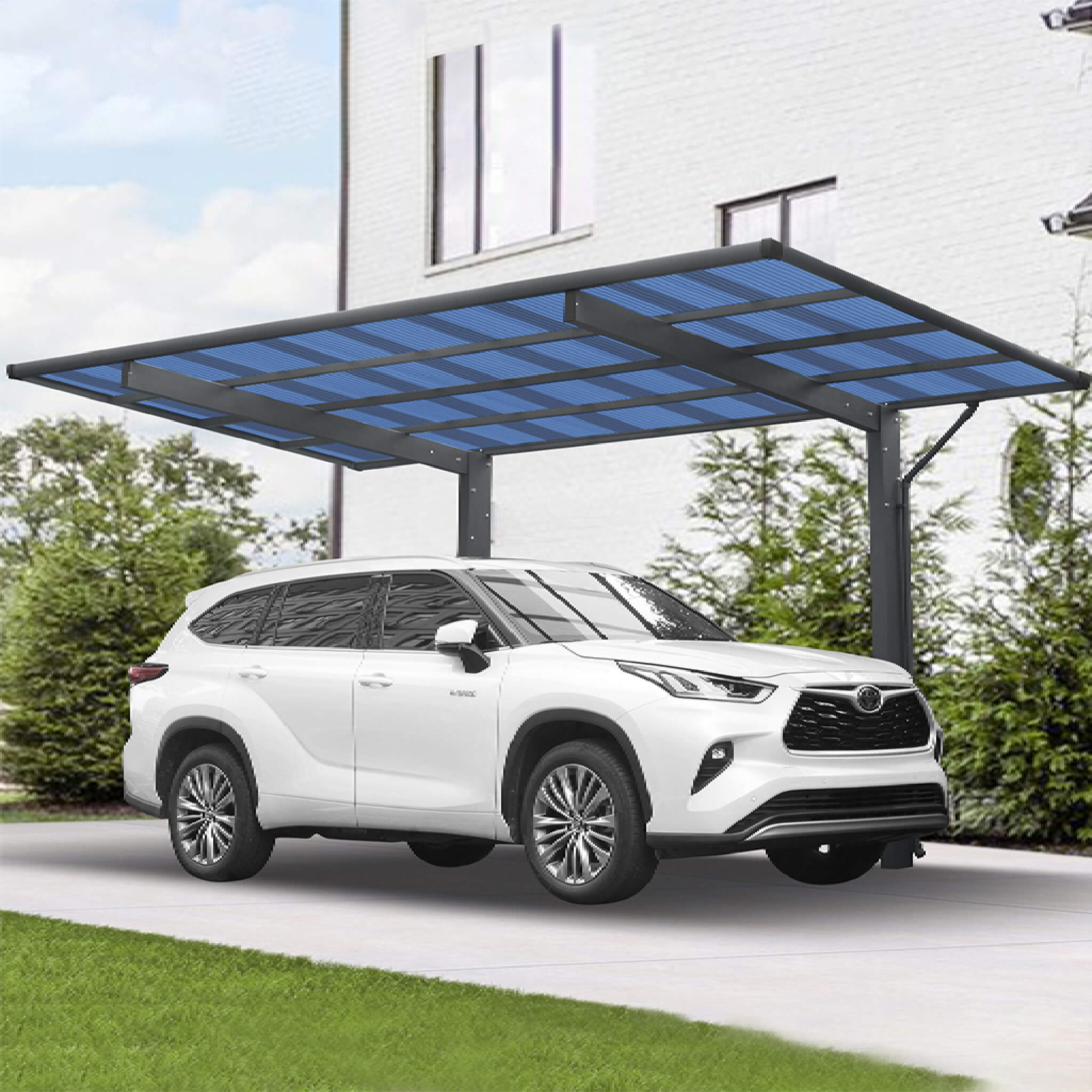 [10X17FT] Alora Extra-Large Heavy-Duty Outdoor Aluminum Single Side Carport With Galvanized Metal Roof (SAK31279)