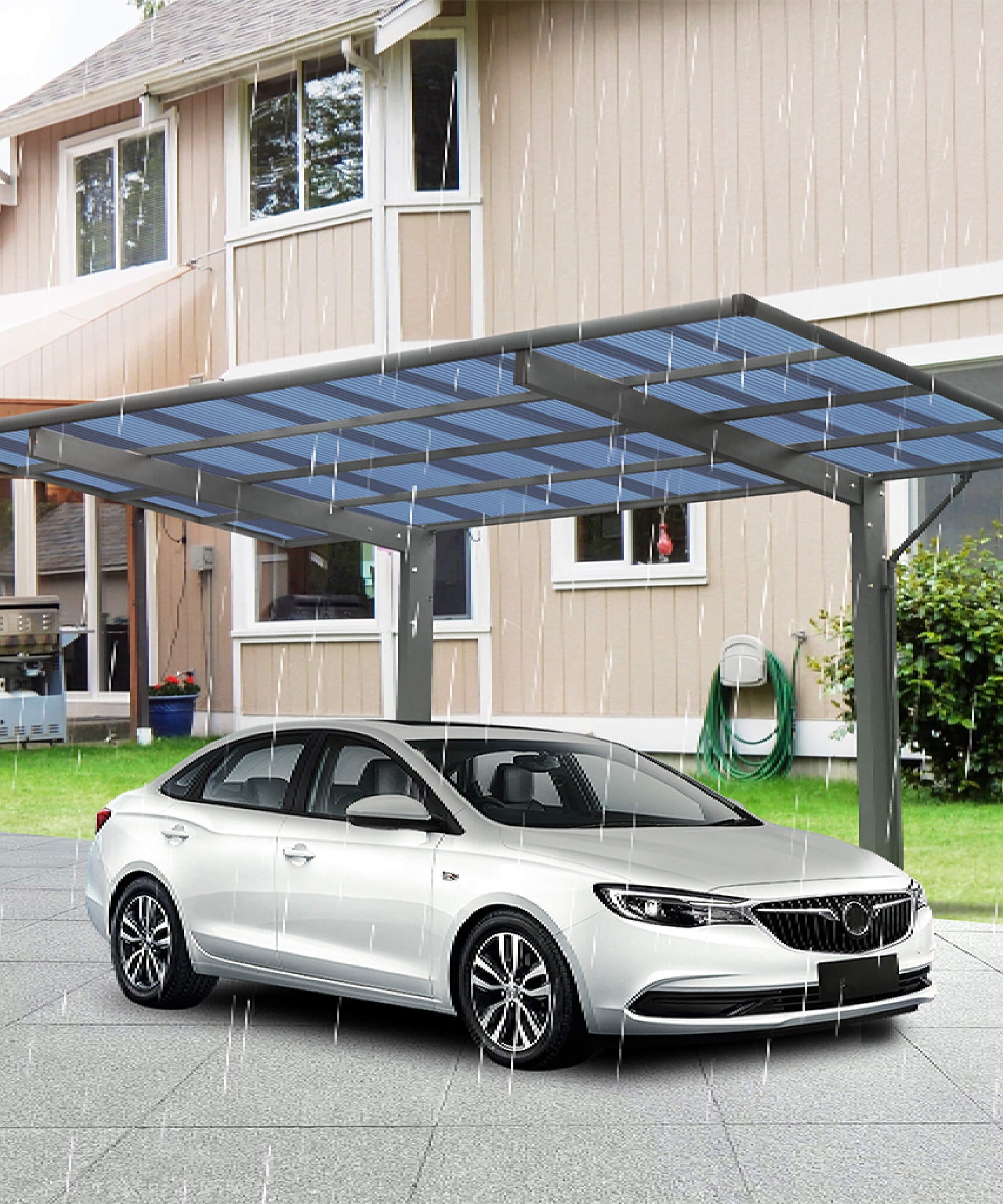 [10X17FT] Alora Extra-Large Heavy-Duty Outdoor Aluminum Single Side Carport With Galvanized Metal Roof (SAK31279)