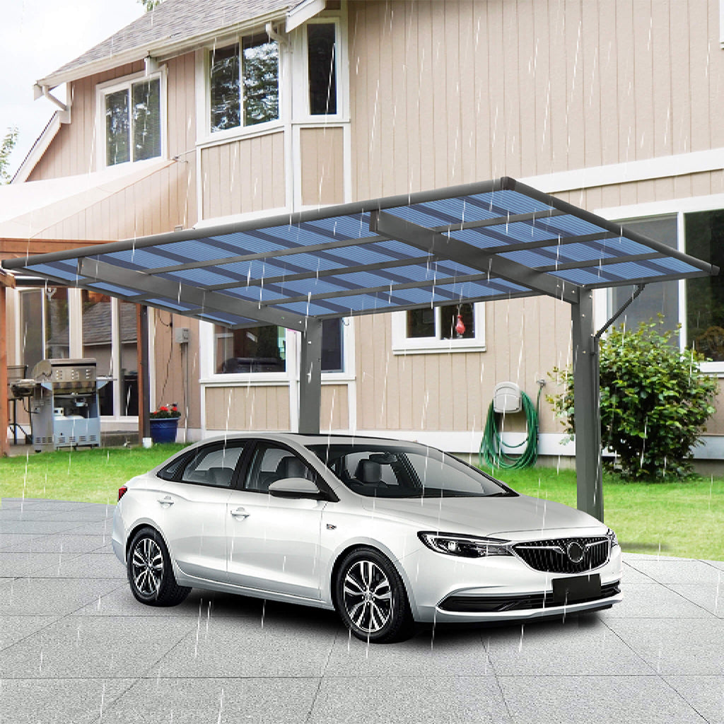 [10X17FT] Alora Extra-Large Heavy-Duty Outdoor Aluminum Single Side Carport With Galvanized Metal Roof (SAK31279)
