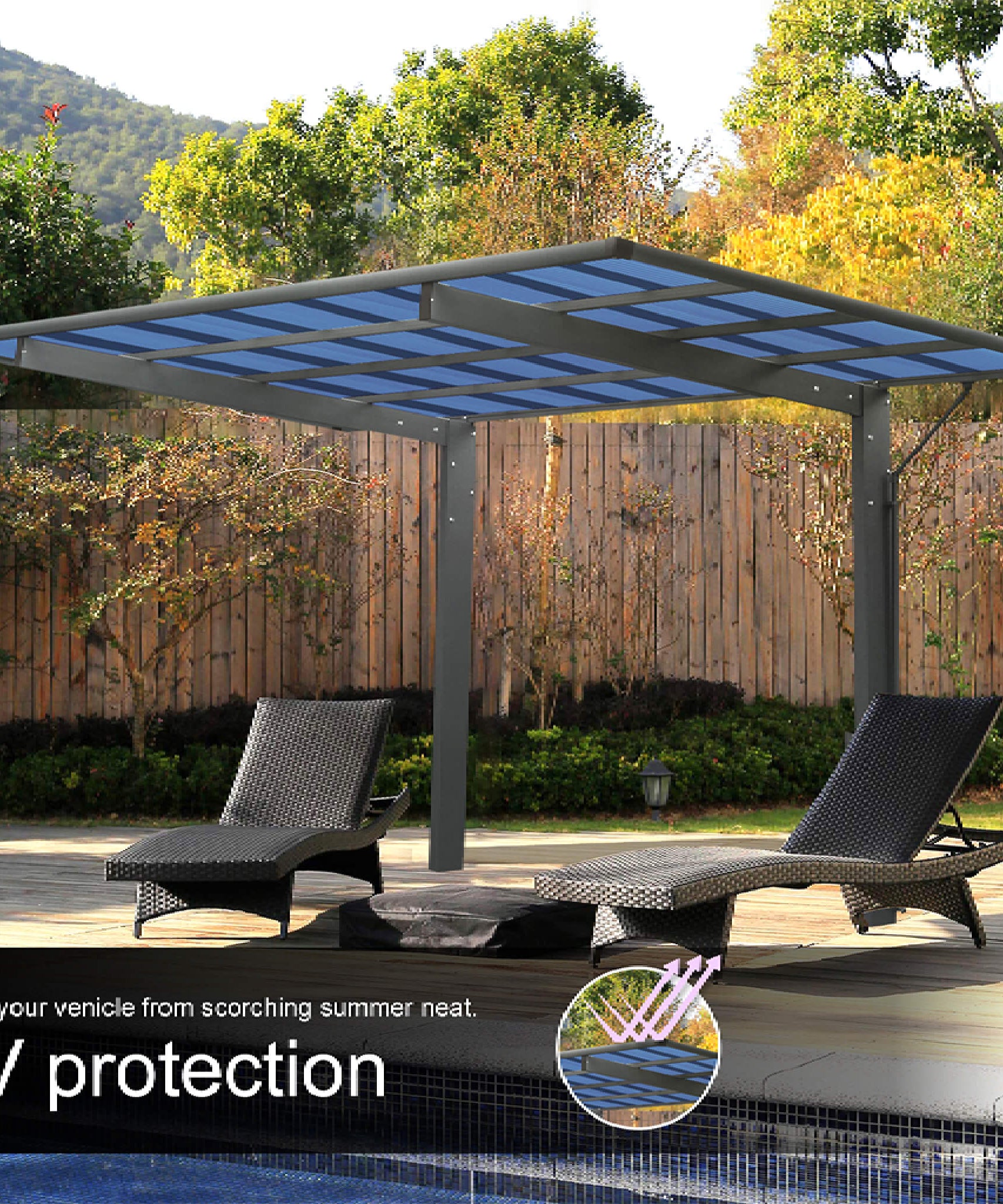 [10X17FT] Alora Extra-Large Heavy-Duty Outdoor Aluminum Single Side Carport With Galvanized Metal Roof (SAK31279)