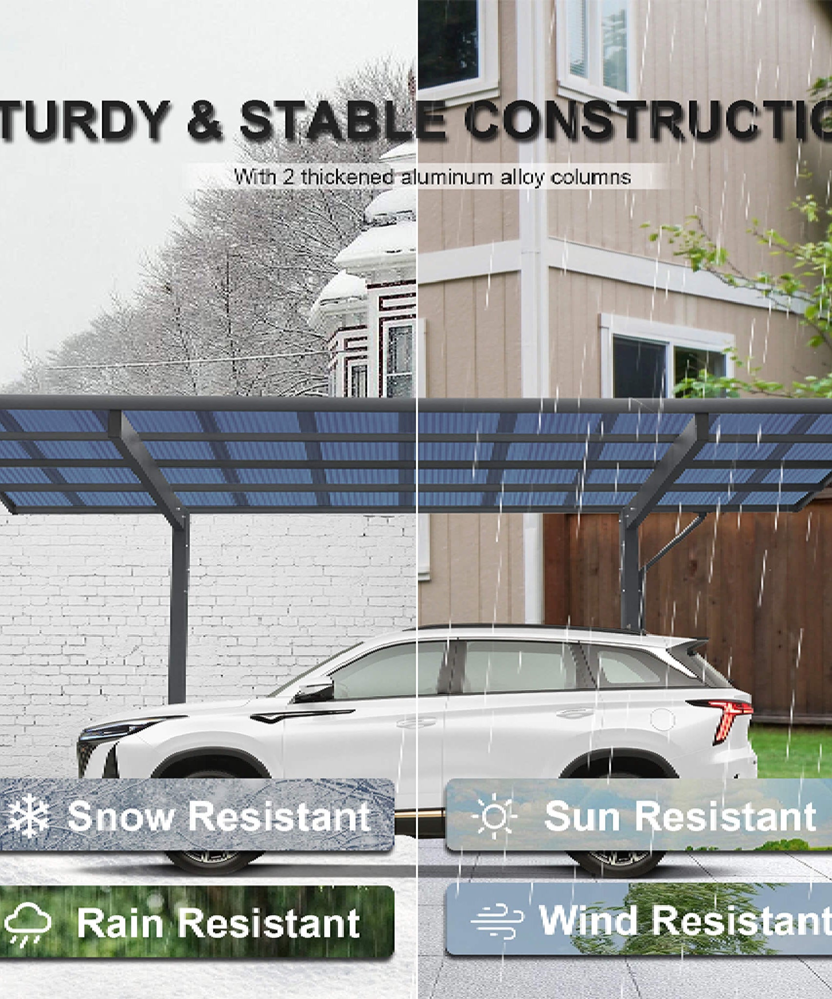 [10X17FT] Alora Extra-Large Heavy-Duty Outdoor Aluminum Single Side Carport With Galvanized Metal Roof (SAK31279)