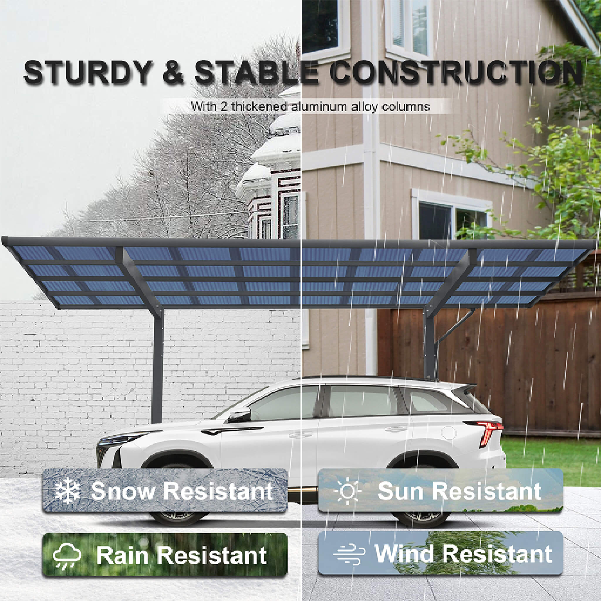 [10X17FT] Alora Extra-Large Heavy-Duty Outdoor Aluminum Single Side Carport With Galvanized Metal Roof (SAK31279)