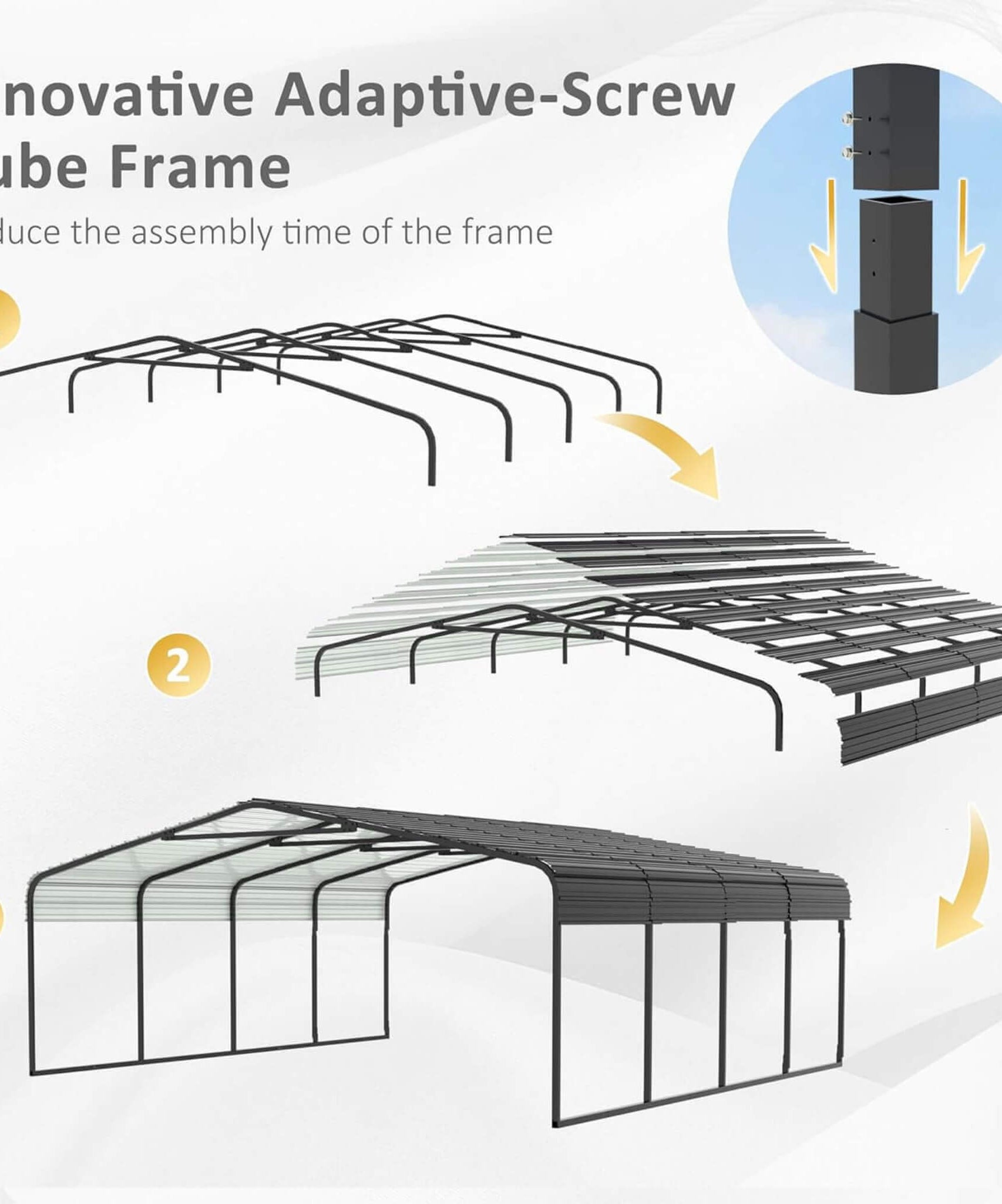 [20X20FT] Alora Heavy-Duty Extra-Large 2 Car Metal Carport Kit For Cars, Boats, And Trucks (SAK46135)