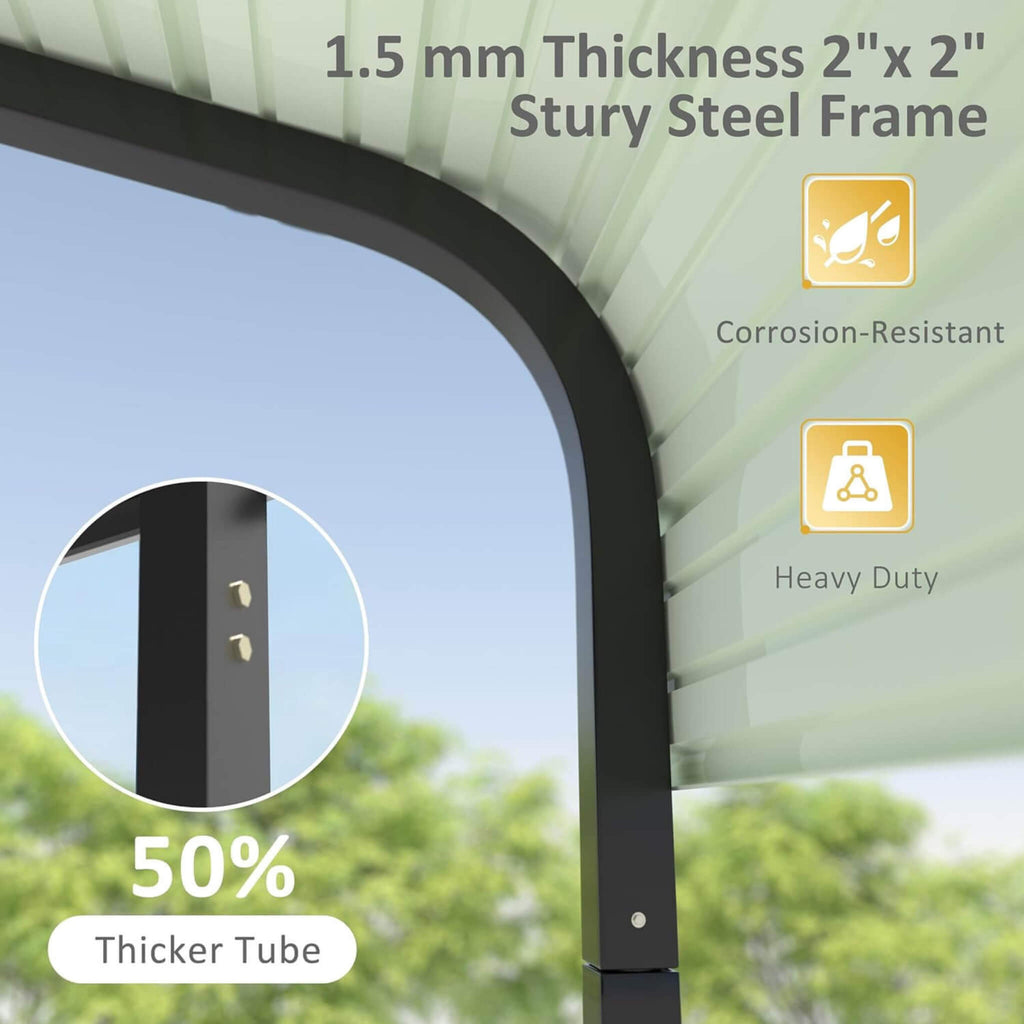 [20X20FT] Alora Heavy-Duty Extra-Large 2 Car Metal Carport Kit For Cars, Boats, And Trucks (SAK46135)