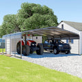 [20X20FT] Alora Heavy-Duty Extra-Large 2 Car Metal Carport Kit For Cars, Boats, And Trucks (SAK46135)
