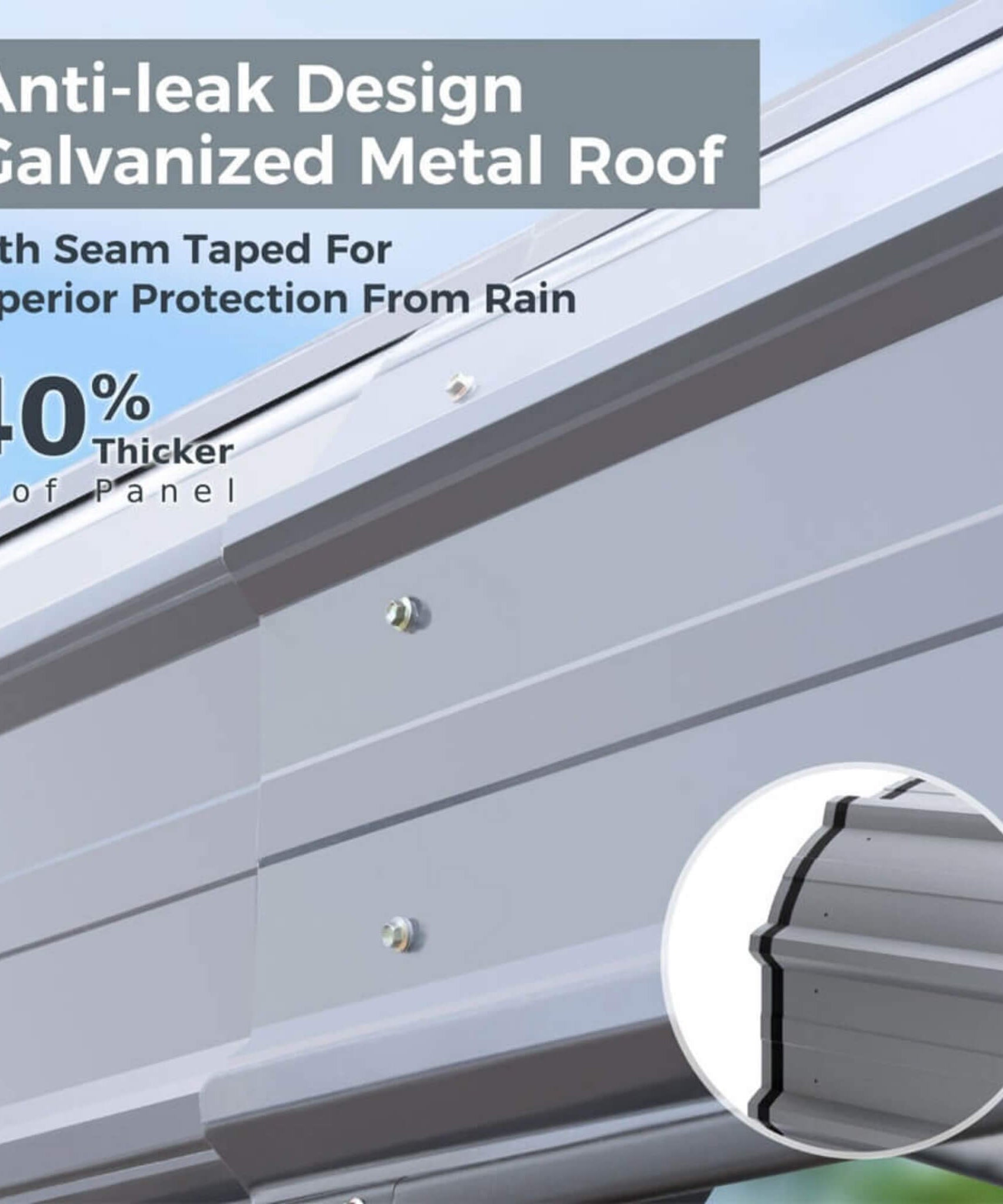 [12X25FT] Alora Heavy-Duty Extra-Large Multi Vehicle Carport Kit With Galvanized Steel Roof (SAK37514)