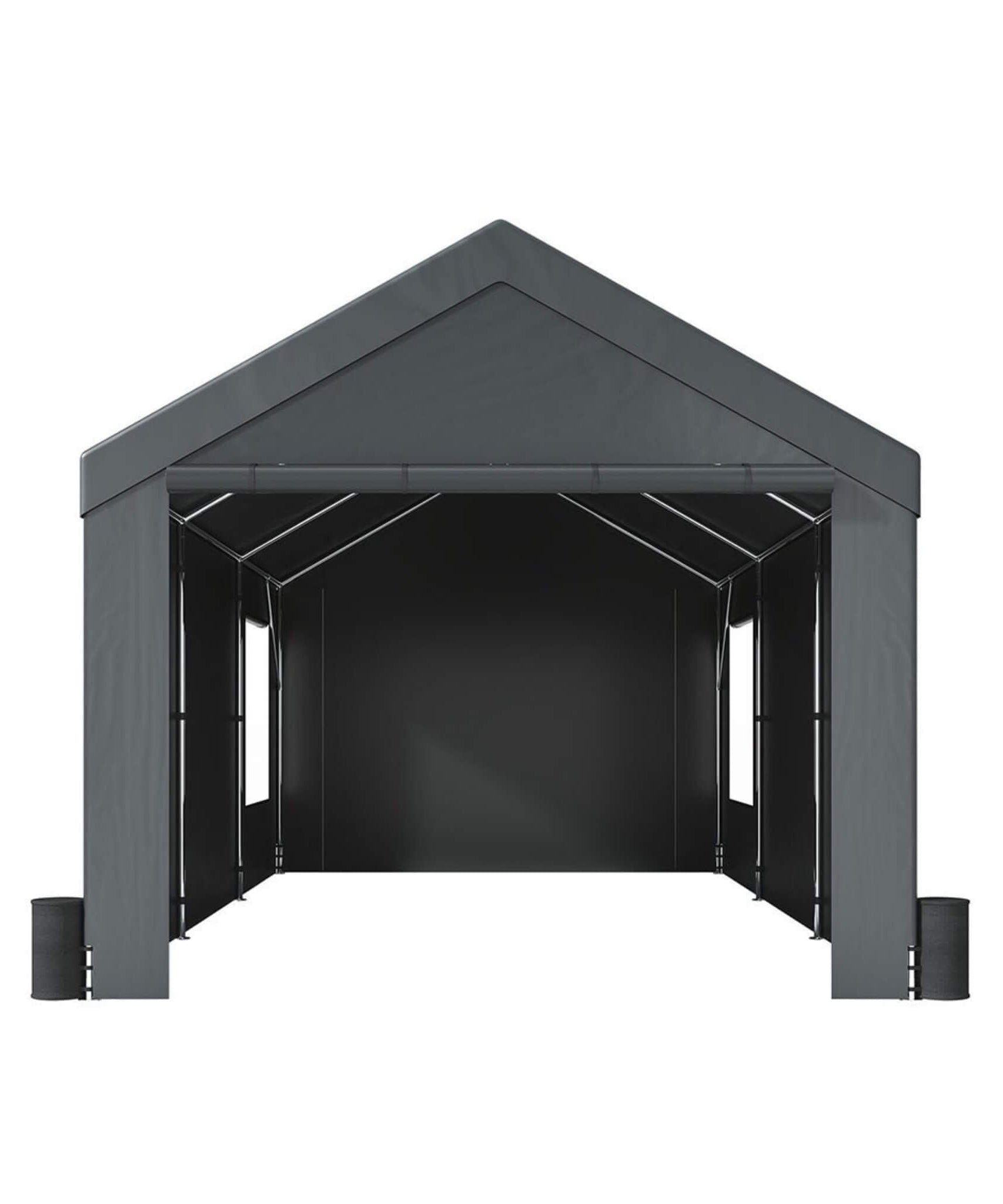 [12X20FT] Alora Heavy-Duty Outdoor Premium Garage Tarp Canopy Shelter W/ Removable Sidewalls (SAK94615)