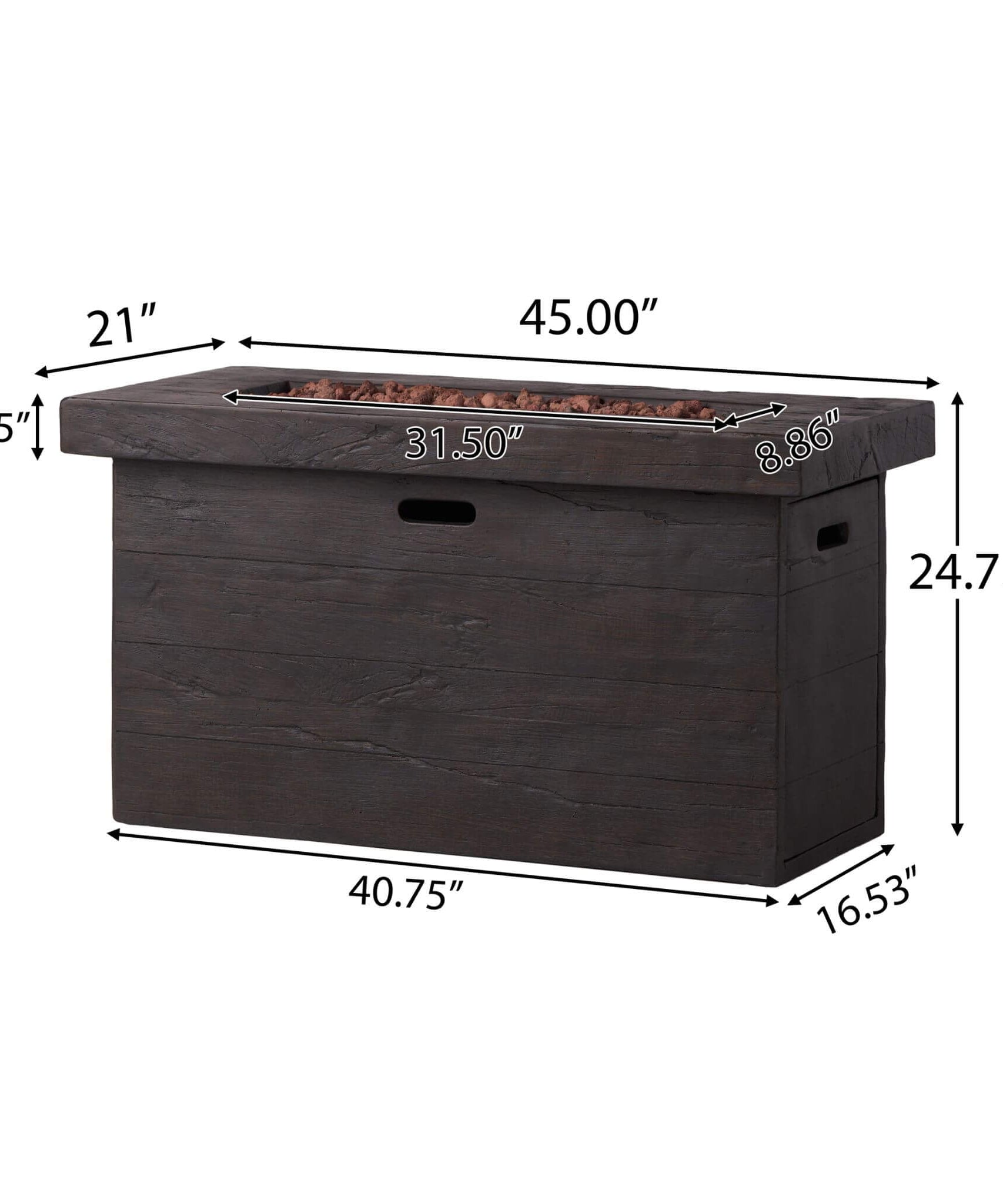 Alora Luxury 45-Inch 50K BTU Rectangular MGO LP Fire Pit (SAK63874)