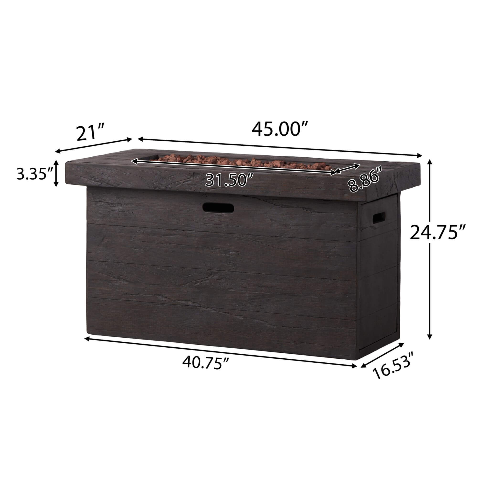Alora Luxury 45-Inch 50K BTU Rectangular MGO LP Fire Pit (SAK63874)