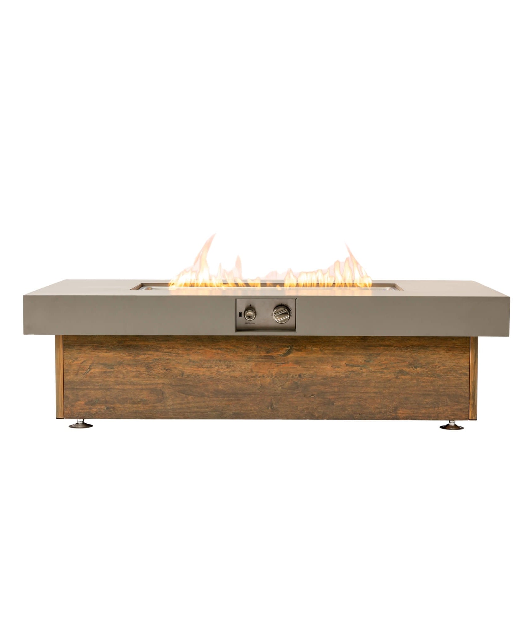 Alora Luxury 48-Inch Outdoor Wood Grain Iron Fire Pit Table With Lava Rocks (SAK37905)