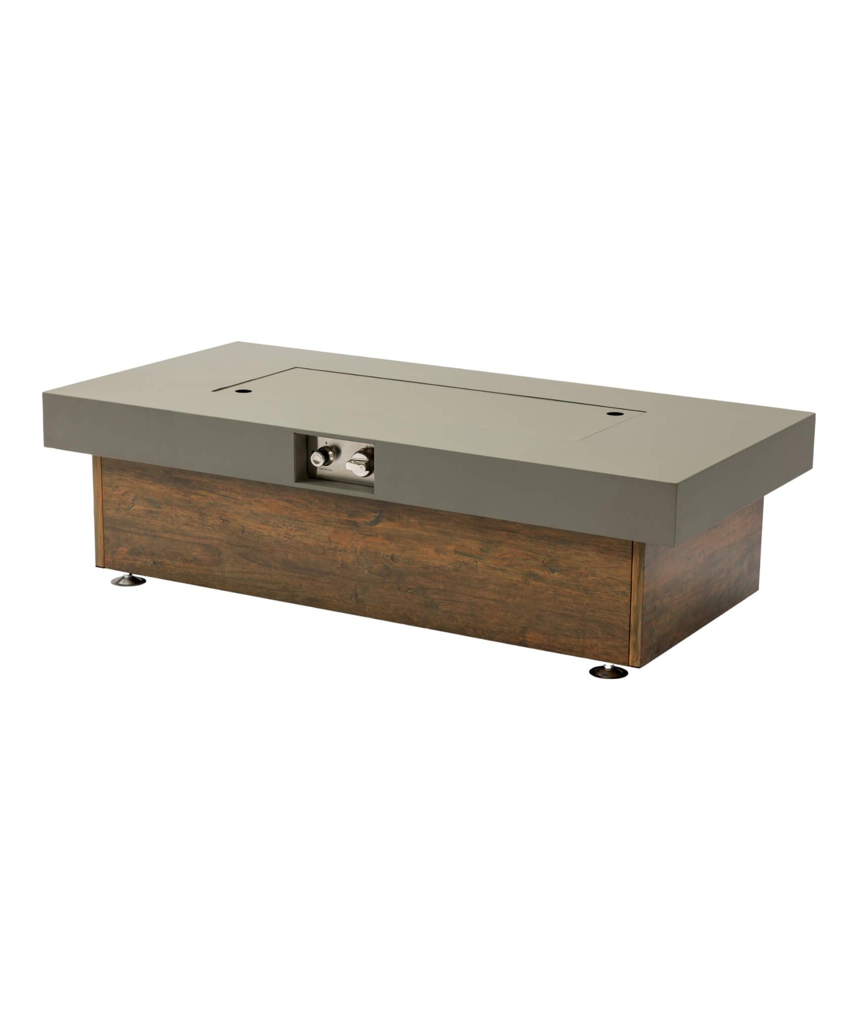 Alora Luxury 48-Inch Outdoor Wood Grain Iron Fire Pit Table With Lava Rocks (SAK37905)