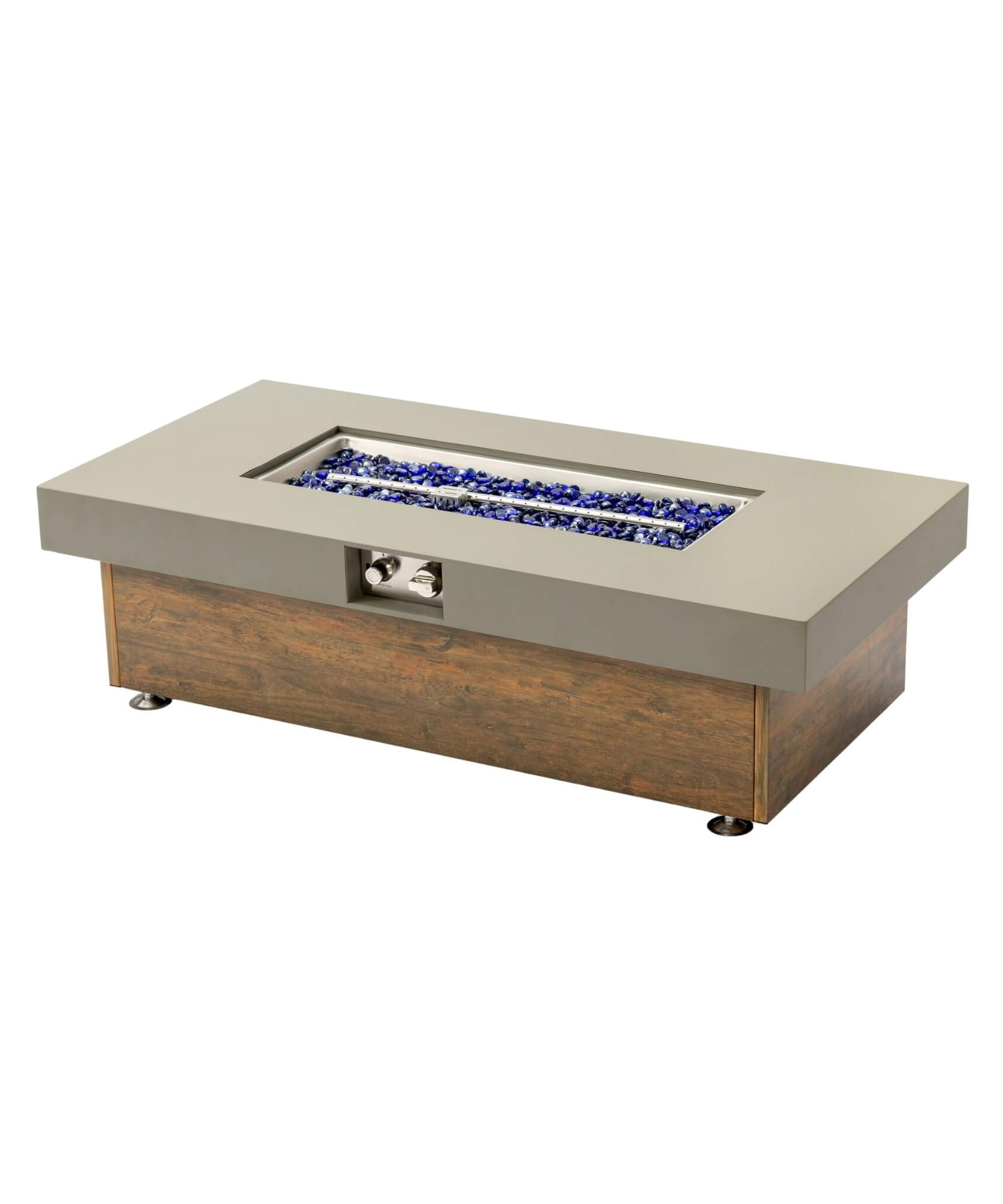 Alora Luxury 48-Inch Outdoor Wood Grain Iron Fire Pit Table With Lava Rocks (SAK37905)