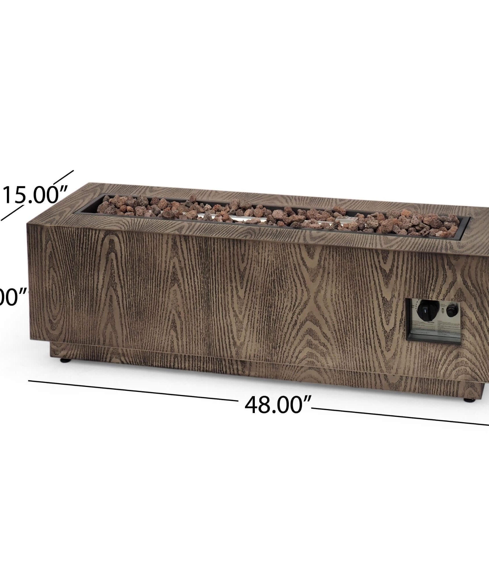 Alora 48-Inch Modern 50K BTU Outdoor Rectangular Propane Gas Fire Pit With Lava Rocks (SAK82521)