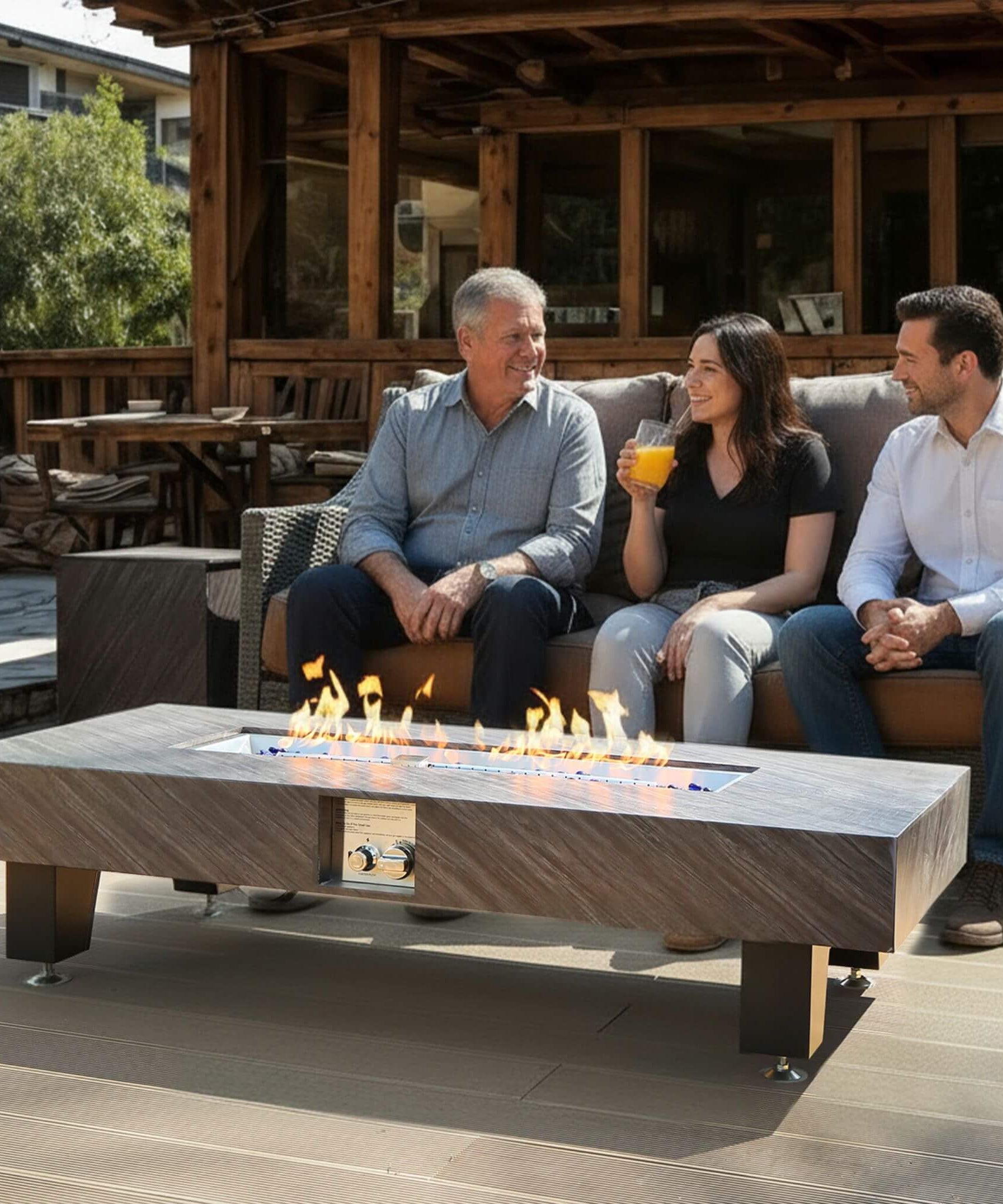 Alora 54-Inch Modern Outdoor Propane Fire Pit Table With Waterproof Cover (SAK42628)