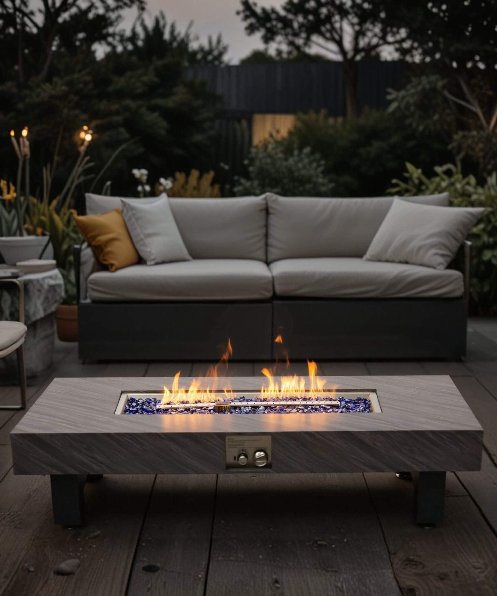 Alora 54-Inch Modern Outdoor Propane Fire Pit Table With Waterproof Cover (SAK42628)