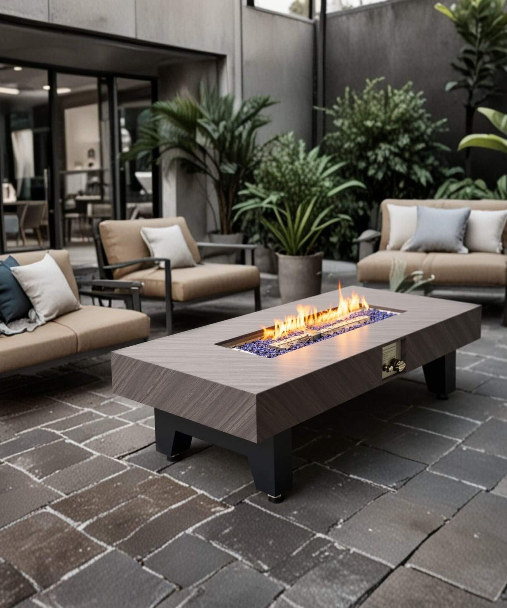 Alora 54-Inch Modern Outdoor Propane Fire Pit Table With Waterproof Cover (SAK42628)